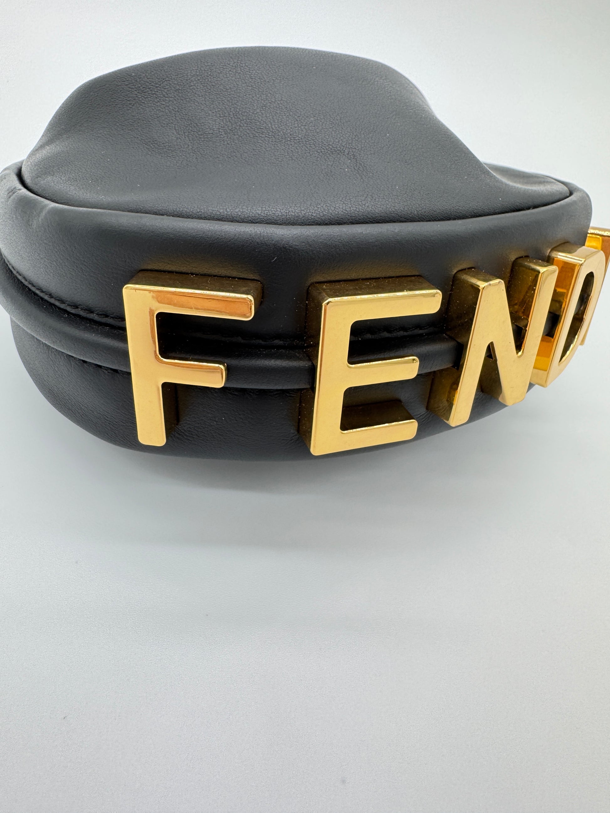 Fendi Fendigraphy Nano Black Leather Charm Bag