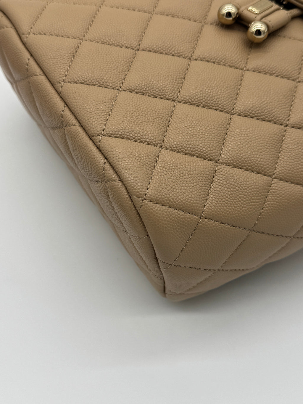 Chanel Urban Spirit Quilted Caviar Small Backpack Beige