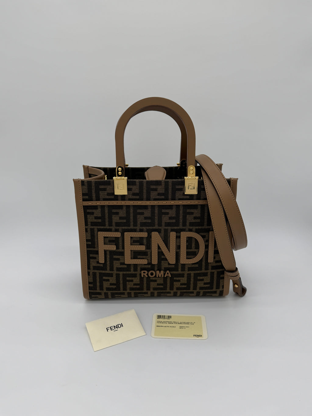 Fendi Sunshine Tote Small Brown FF Jacquard