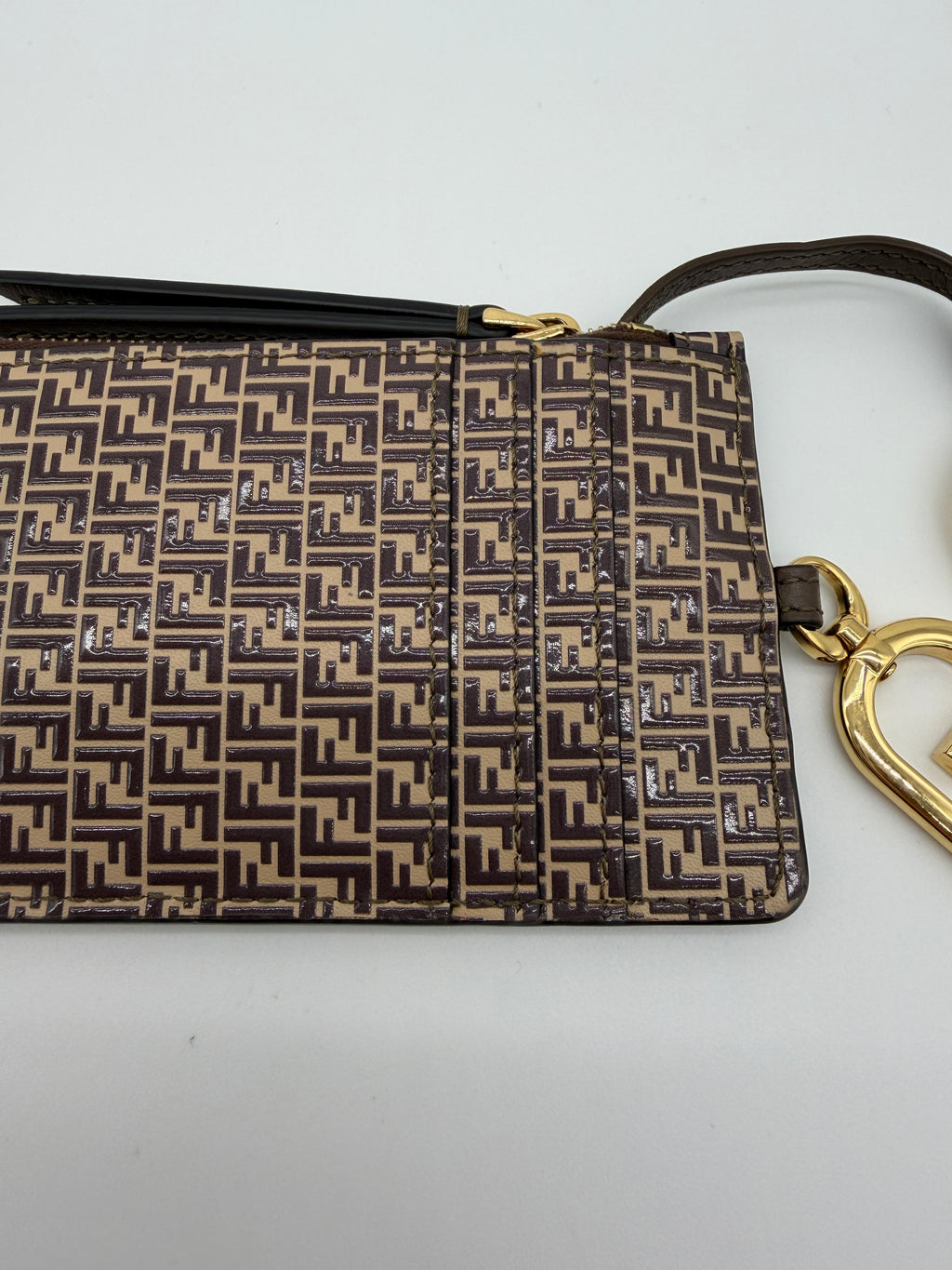 Fendi Embossed FF Zipped Cardholder with Key Ring