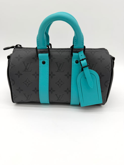 Louis Vuitton Keepall Bandouliere 25 Turquoise / Monogram Eclipse Reverse
