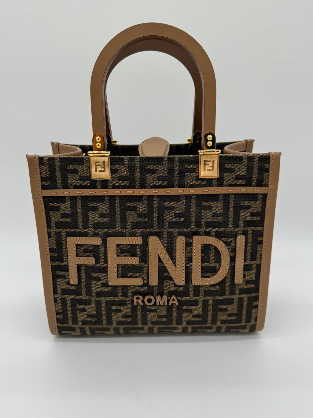 Fendi Sunshine Tote Small Brown FF Jacquard