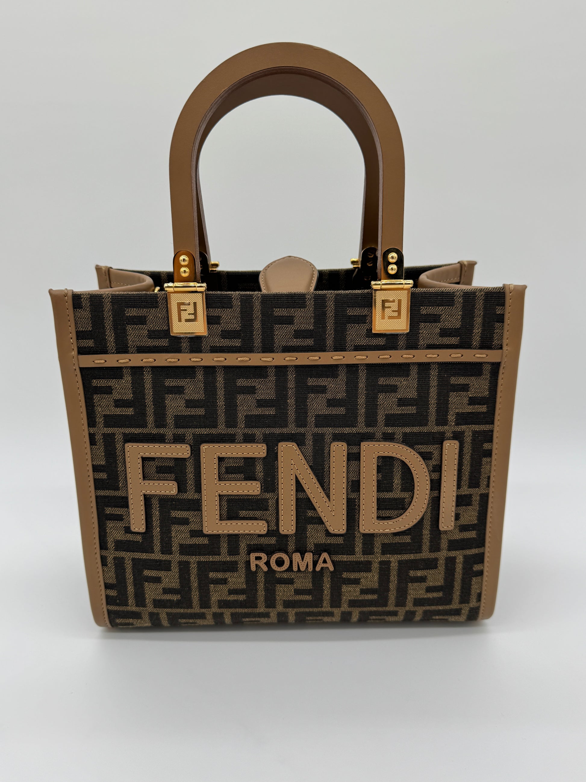 Fendi Sunshine Tote Small Brown FF Jacquard