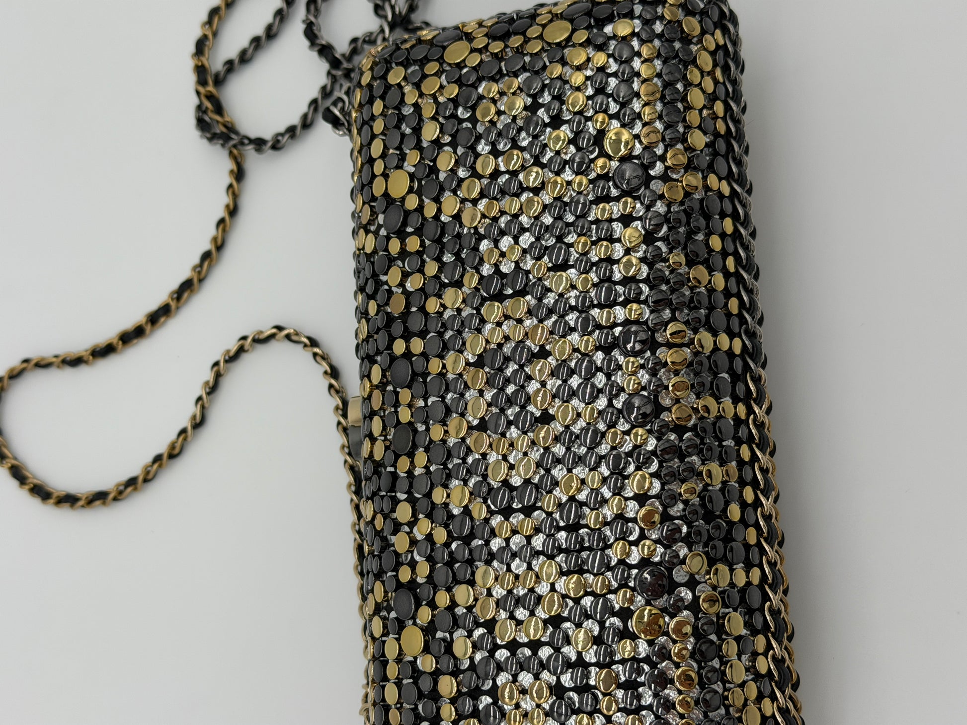 Chanel Studded Chain Around CC Evening Clutch