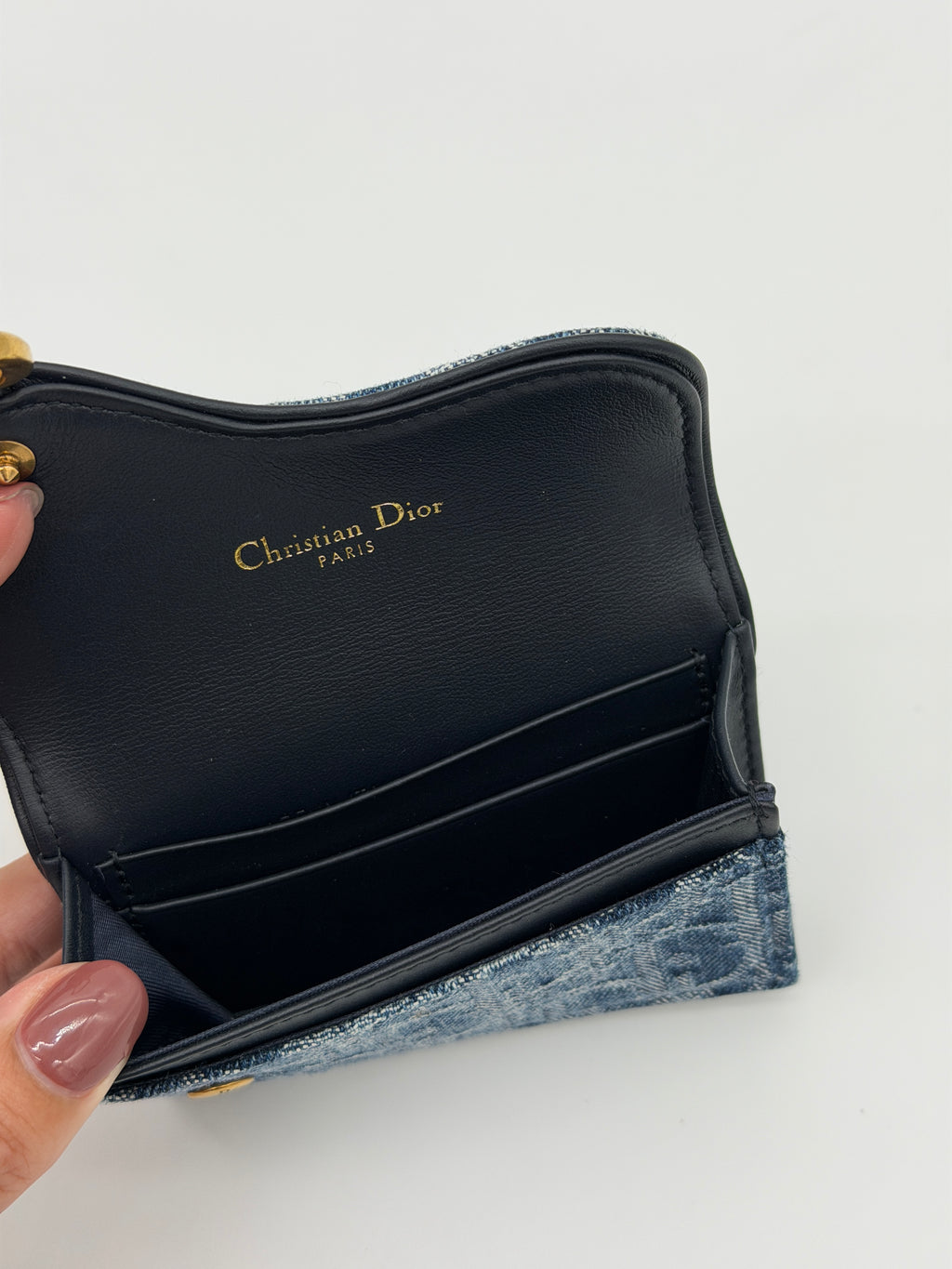 Christian Dior Saddle Bloom Denim Cardholder