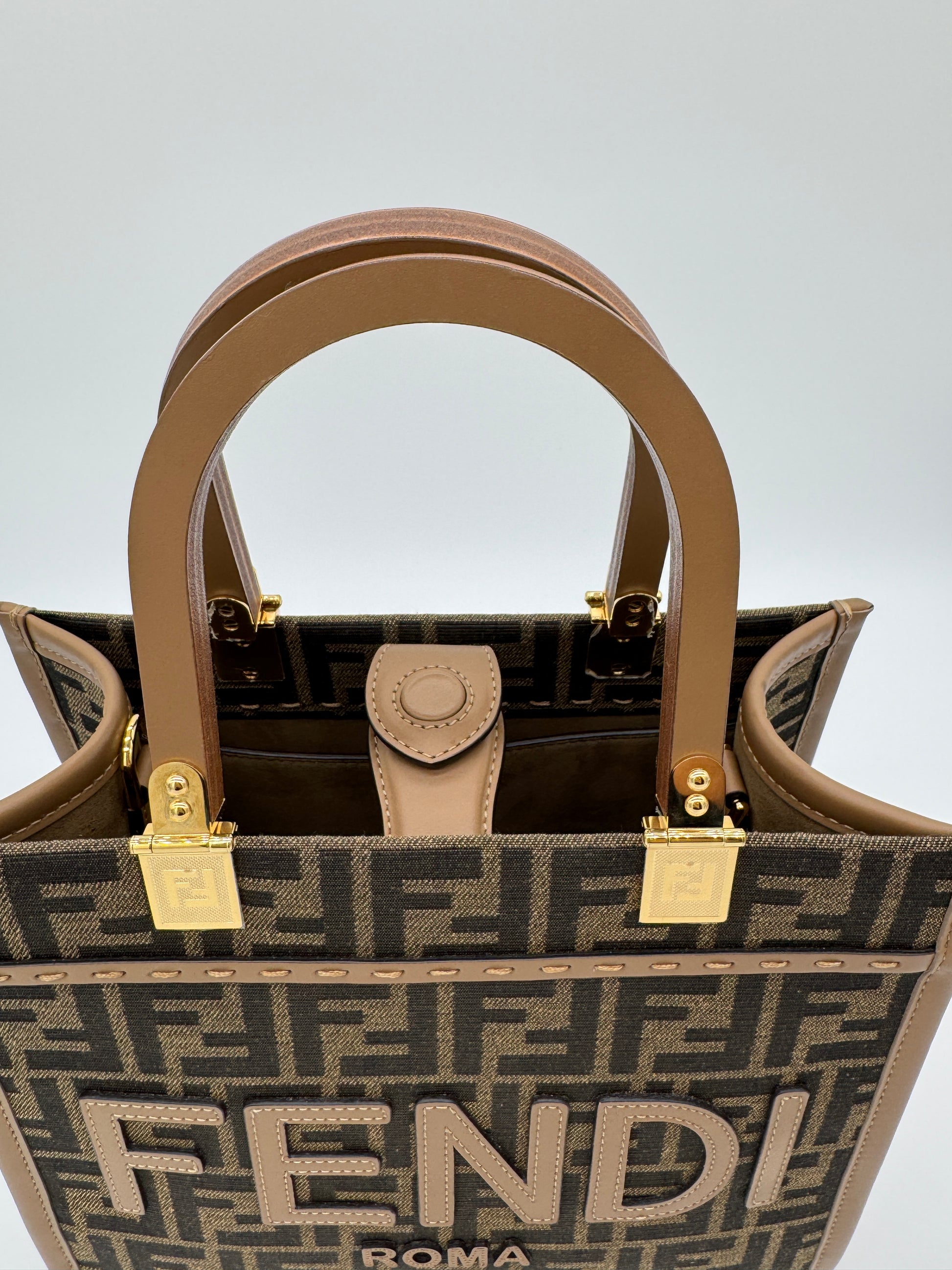 Fendi Sunshine Tote Small Brown FF Jacquard