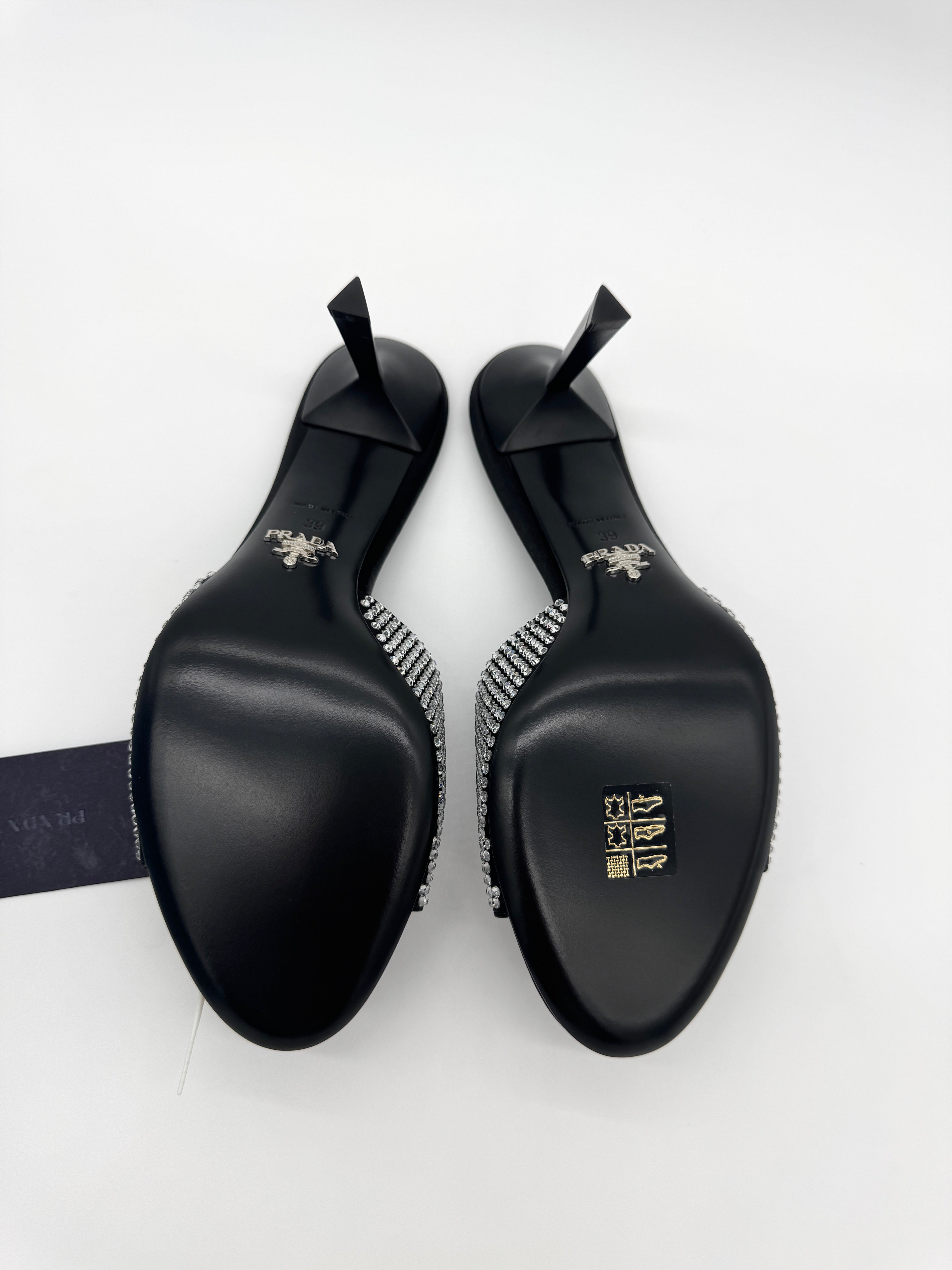 PRADA 黒 クリスタルバックル パンプス Prada Black Crystal Embellished Mules 39 – Ellan Luxury