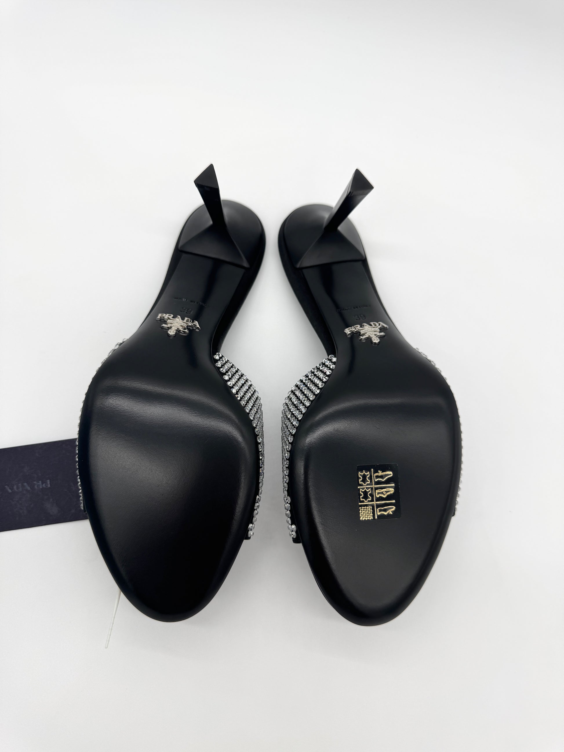Prada Black Crystal Embellished Mules 39