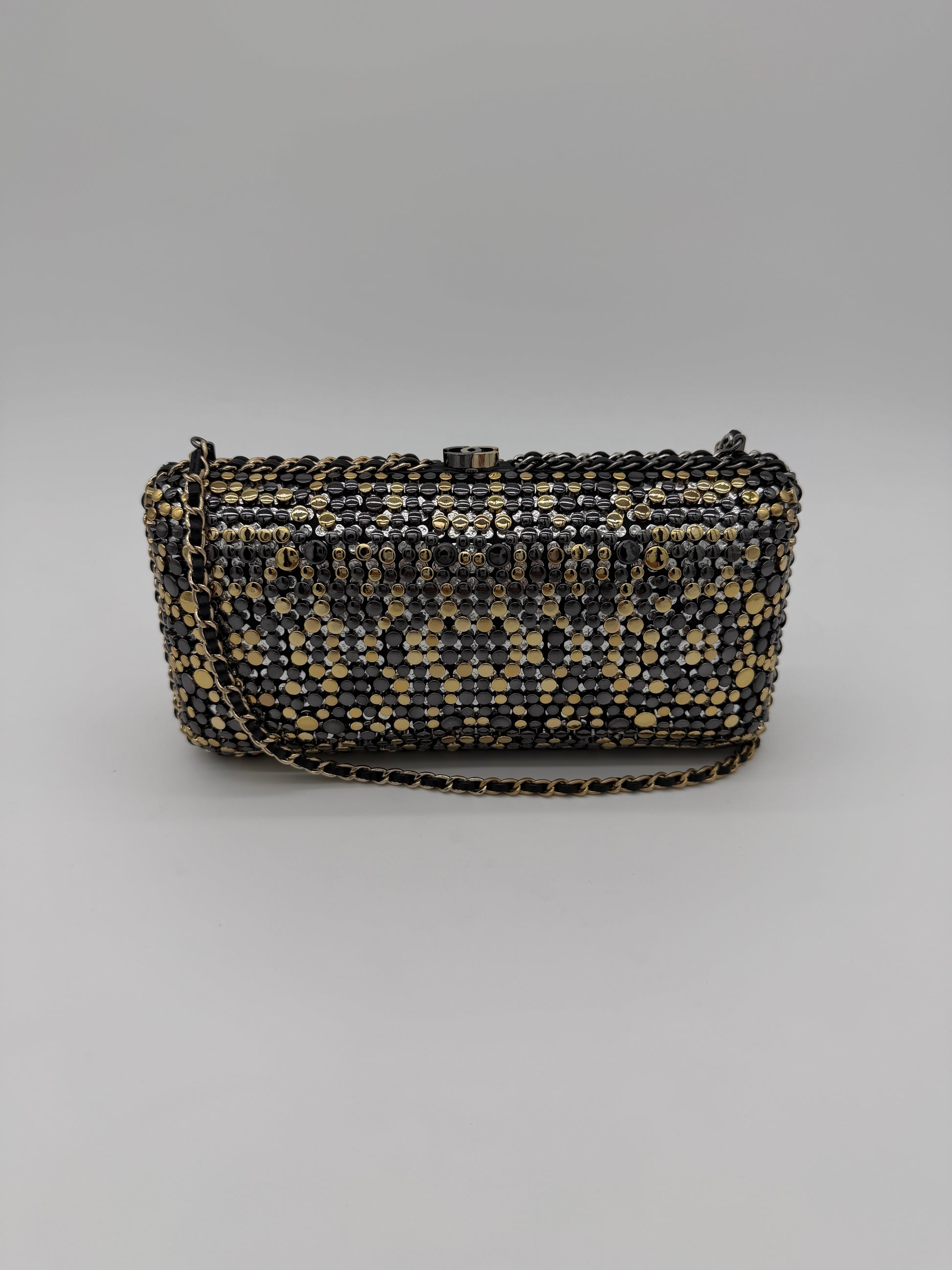 Chanel Studded Chain Around CC Evening Clutch