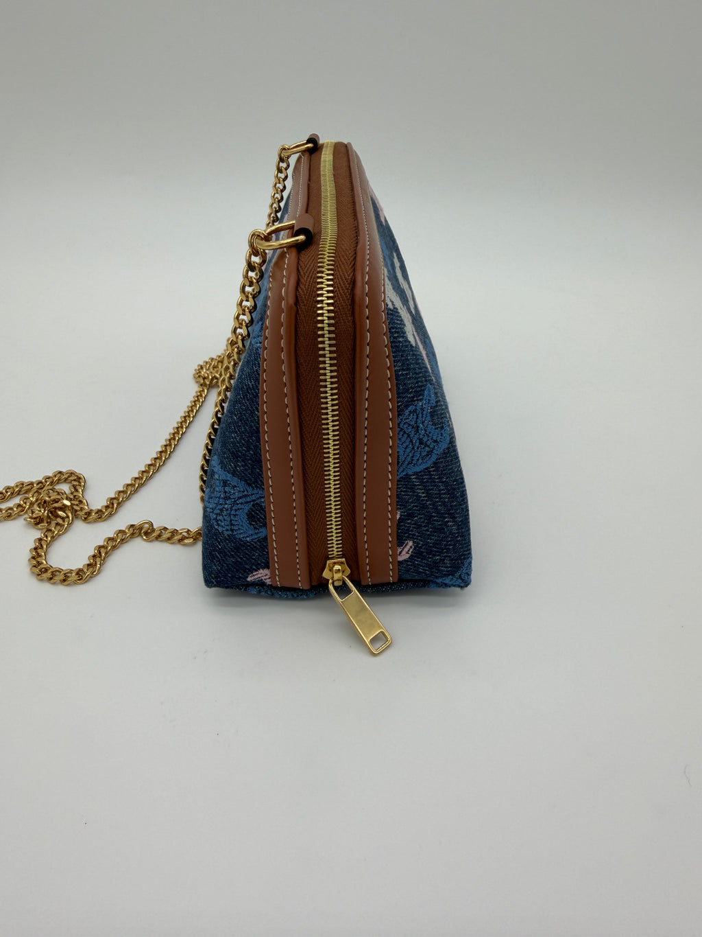 Celine Triomphe Denim Clutch on Chain