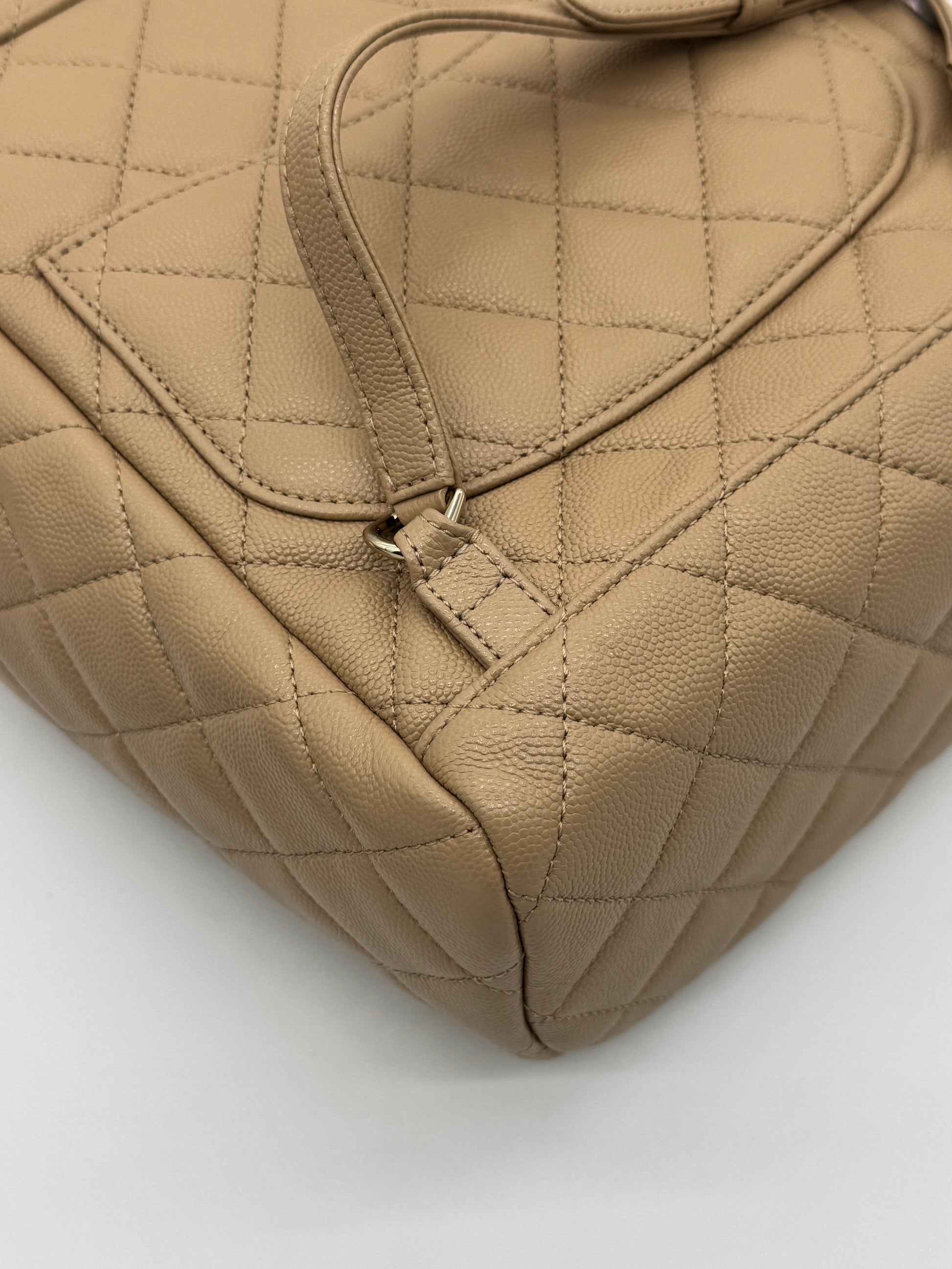 Chanel Urban Spirit Quilted Caviar Small Backpack Beige