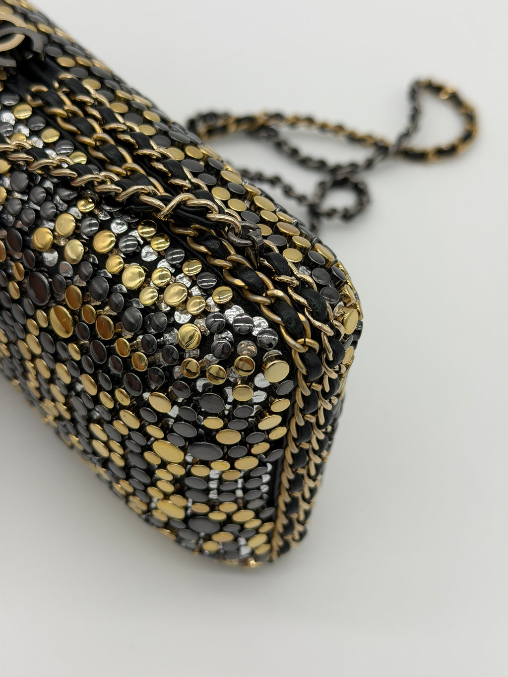 Chanel Studded Chain Around CC Evening Clutch