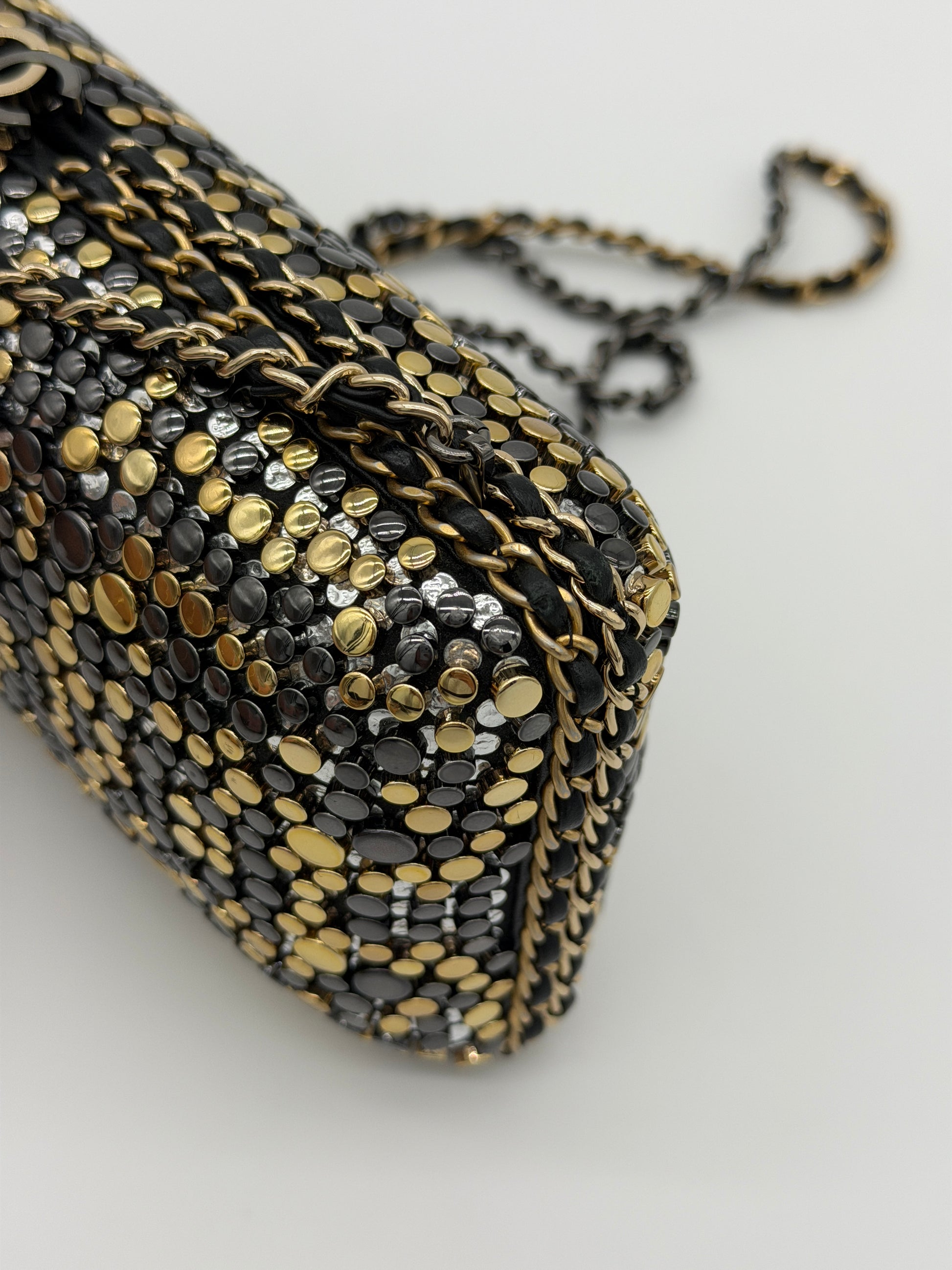 Chanel Studded Chain Around CC Evening Clutch