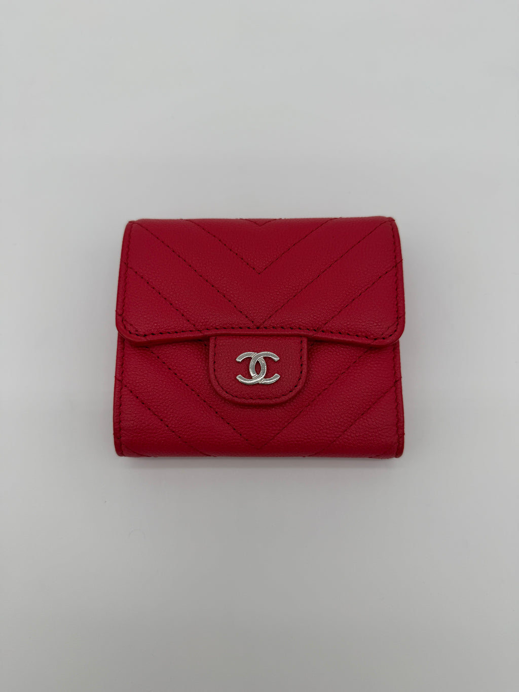 Chanel Chevron Red Flap Wallet