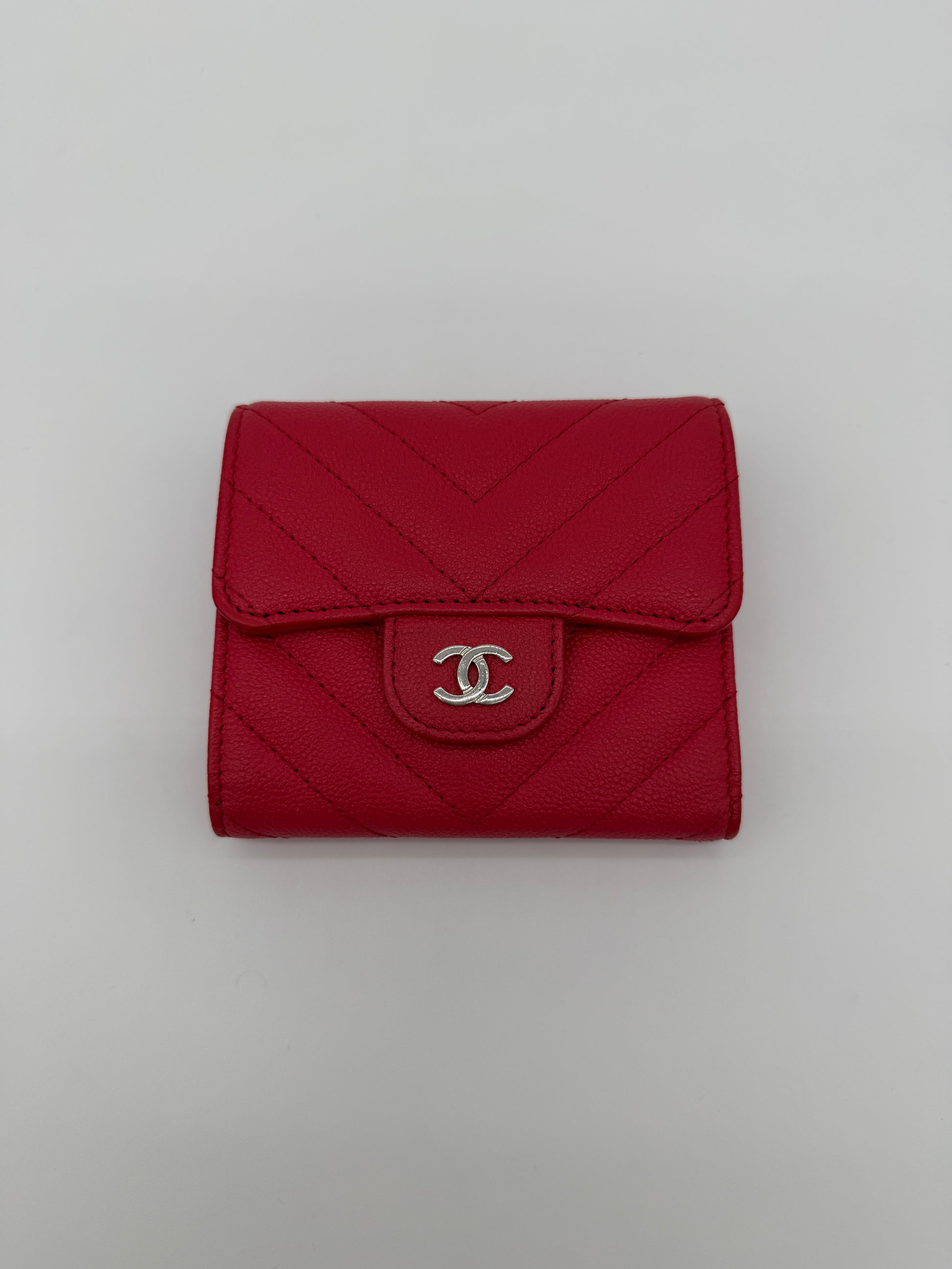 Chanel Chevron Red Flap Wallet
