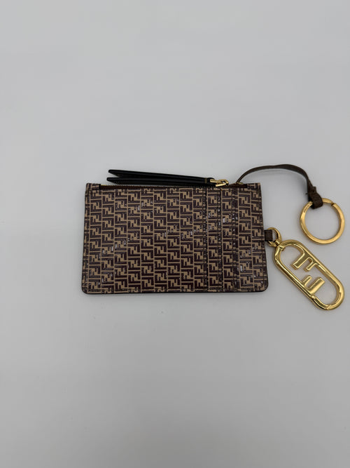 Fendi Embossed FF Zipped Cardholder with Key Ring