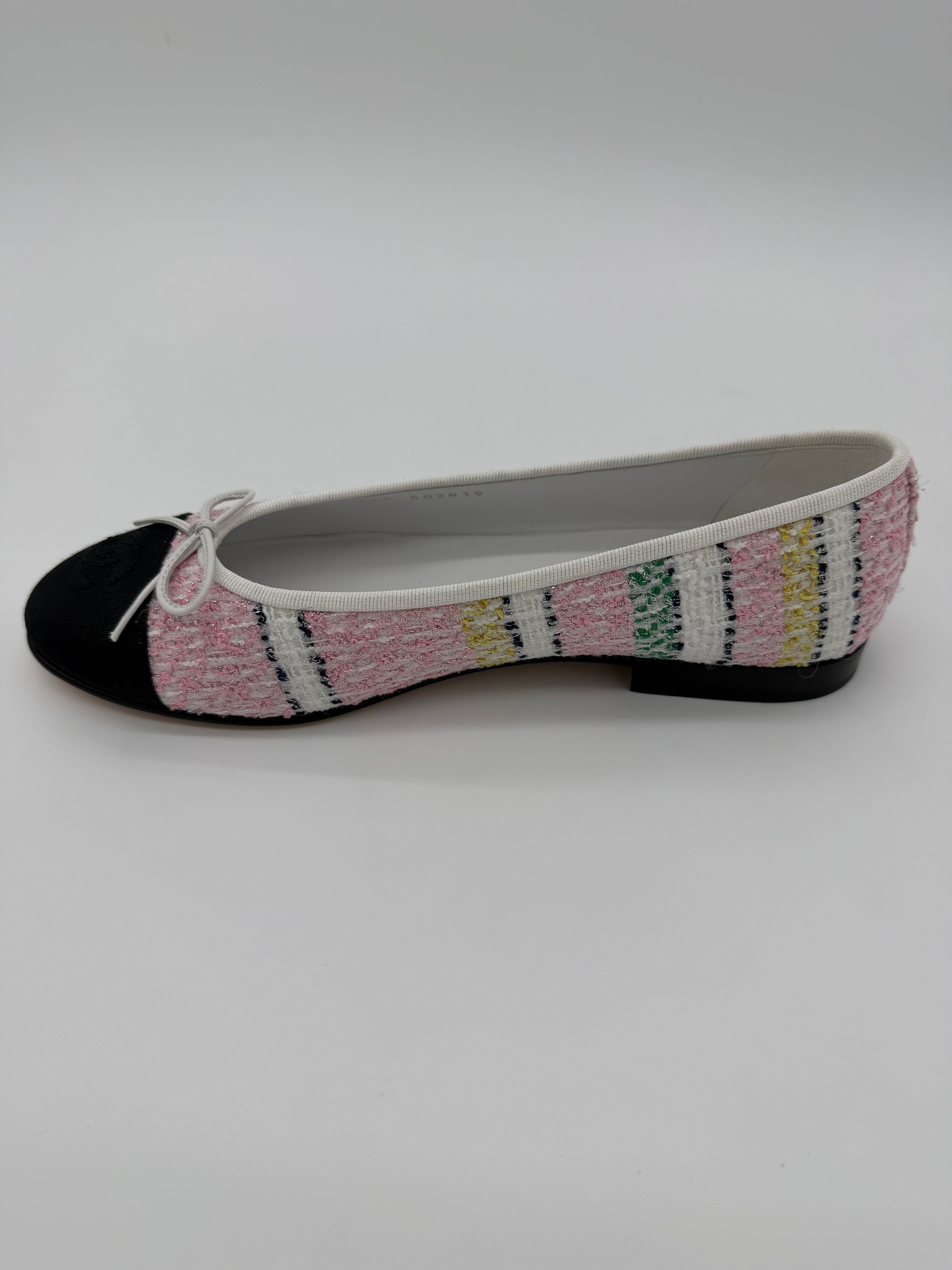 Chanel Tweed Cap Toe Ballet Flats Size 39C