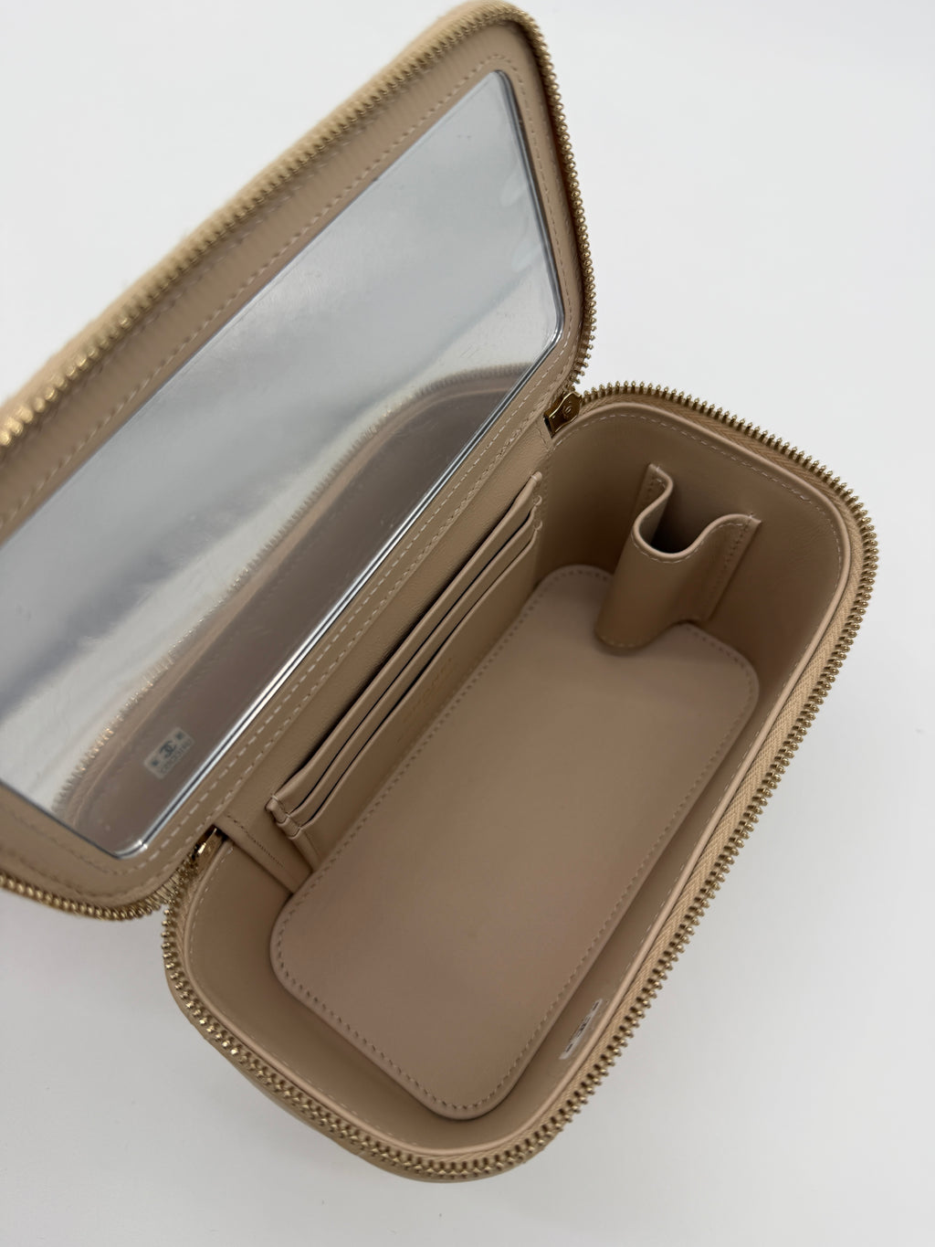 Chanel Lambskin Beige Top Handle Vanity