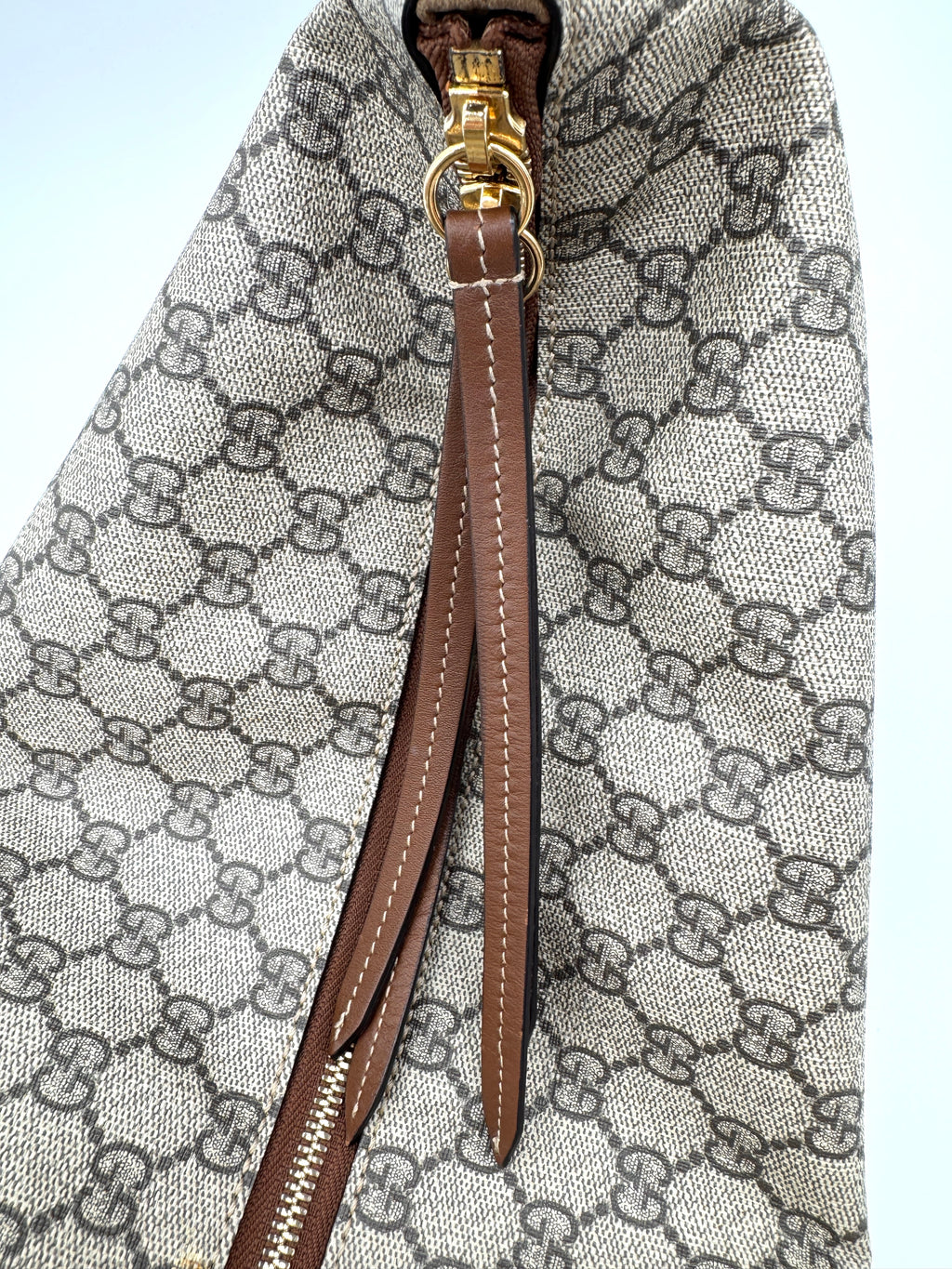 Gucci Chain Hobo Shoulder Bag GG Coated Canvas