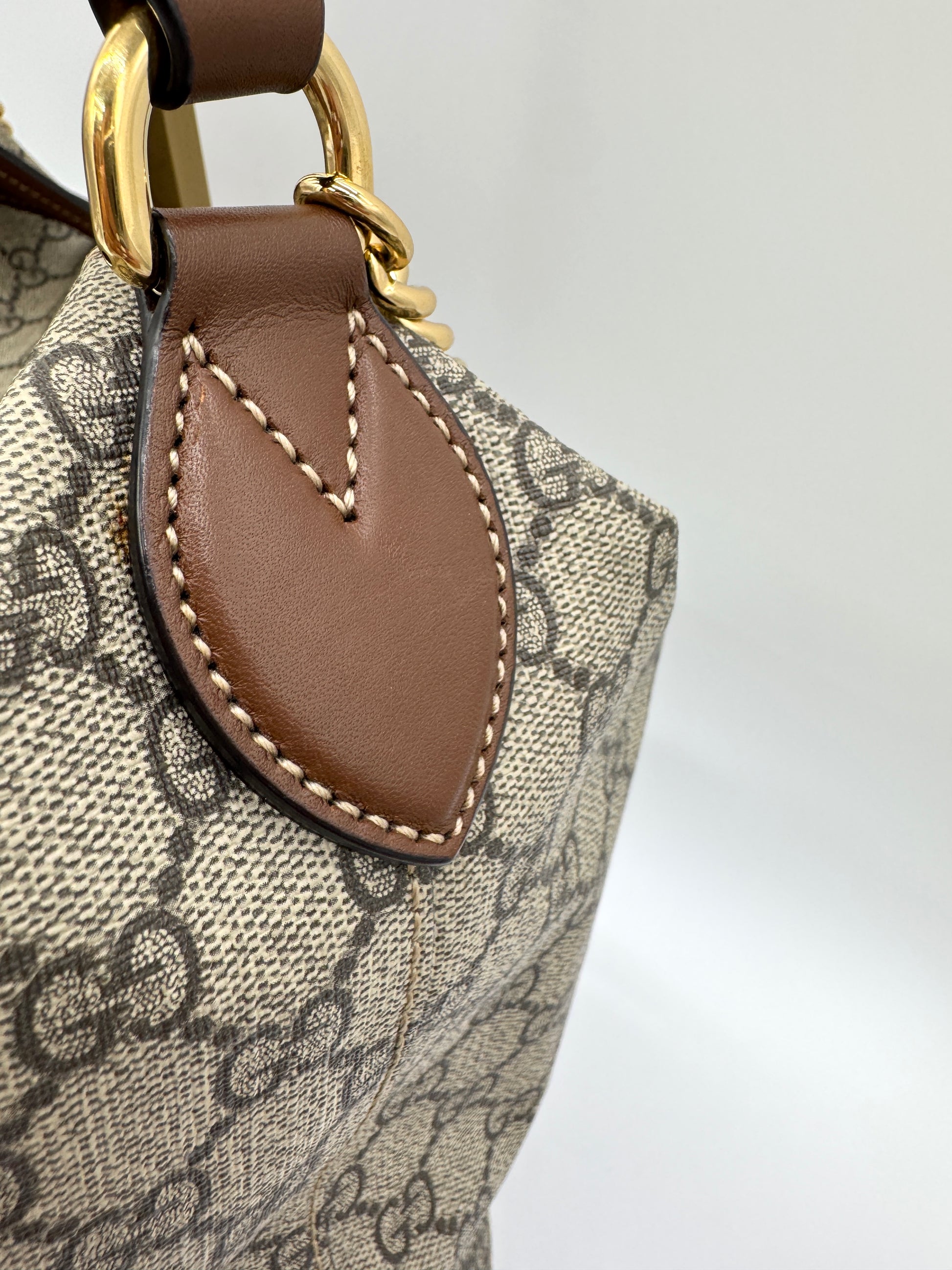 Gucci Chain Hobo Shoulder Bag GG Coated Canvas