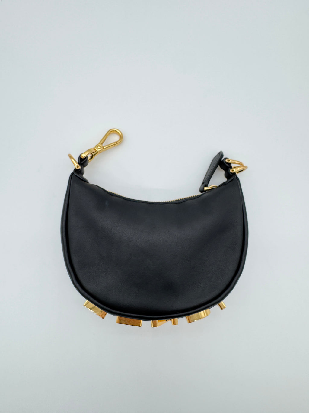 Fendi Fendigraphy Nano Black Leather Charm Bag
