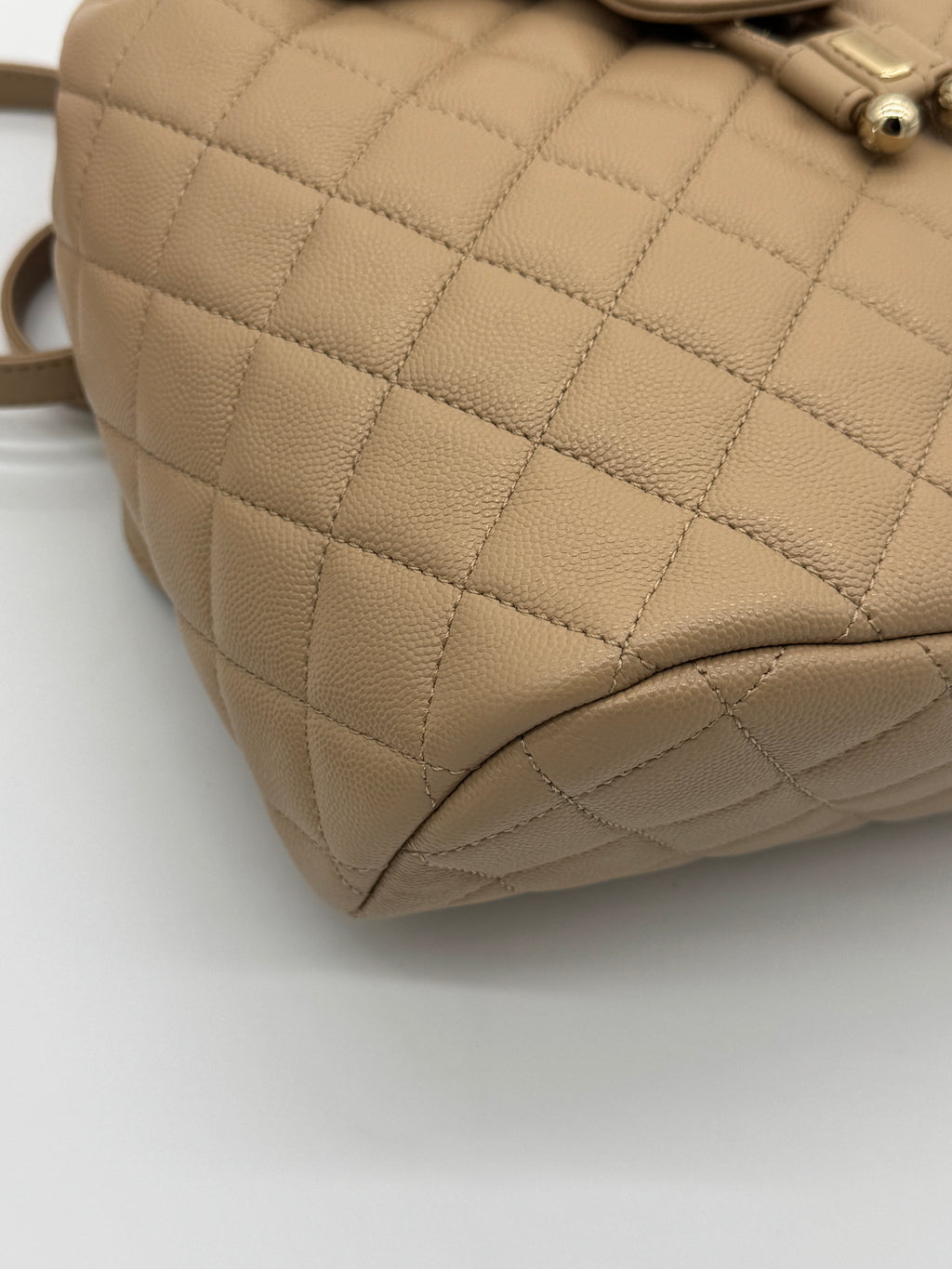 Chanel Urban Spirit Quilted Caviar Small Backpack Beige