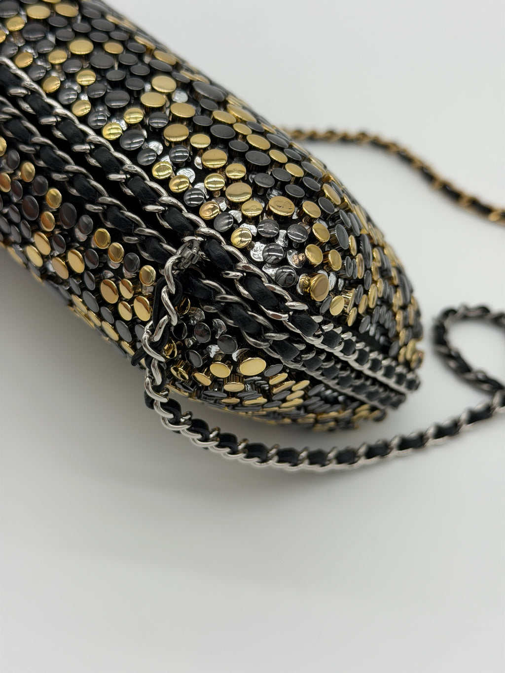 Chanel Studded Chain Around CC Evening Clutch