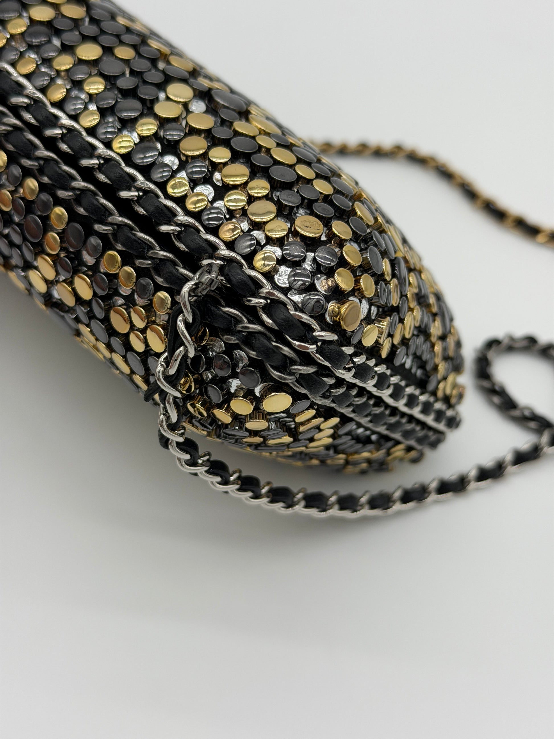 Chanel Studded Chain Around CC Evening Clutch