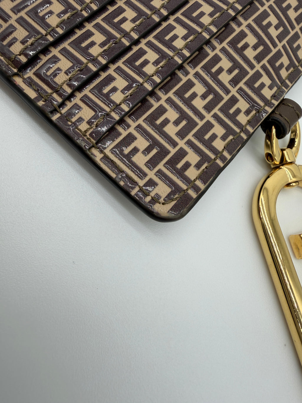 Fendi Embossed FF Zipped Cardholder with Key Ring