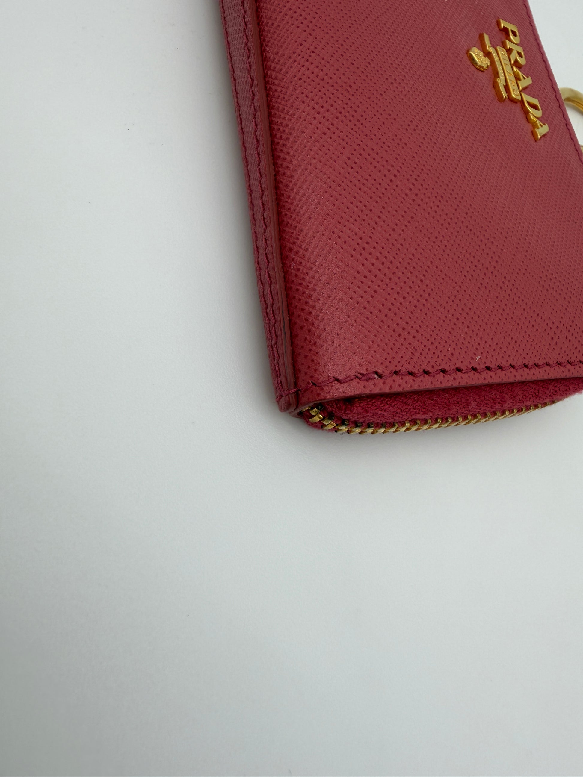 Prada Saffiano Zip Around Keyholder