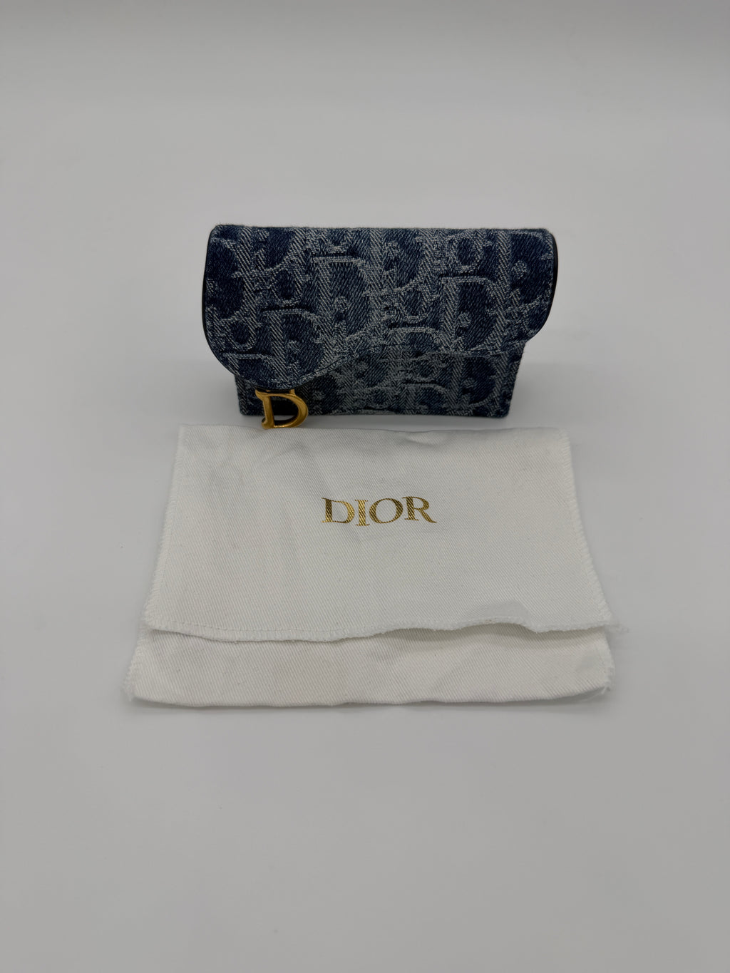 Christian Dior Saddle Bloom Denim Cardholder