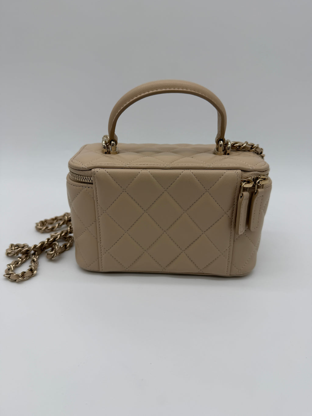 Chanel Lambskin Beige Top Handle Vanity
