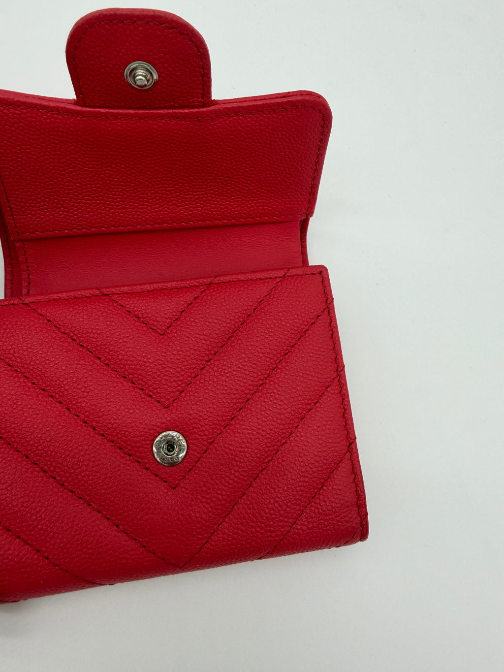 Chanel Chevron Red Flap Wallet