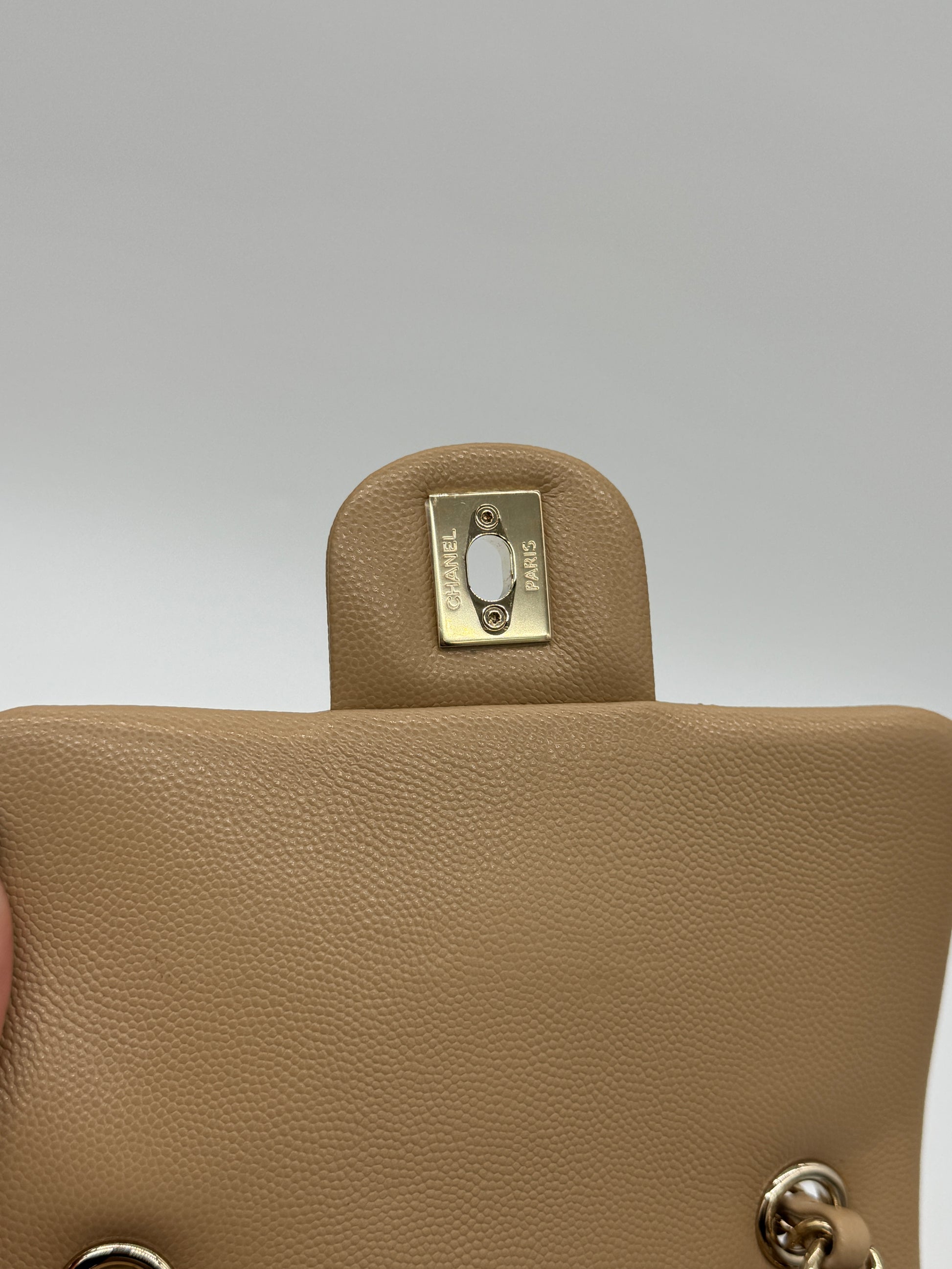 Chanel Urban Spirit Quilted Caviar Small Backpack Beige