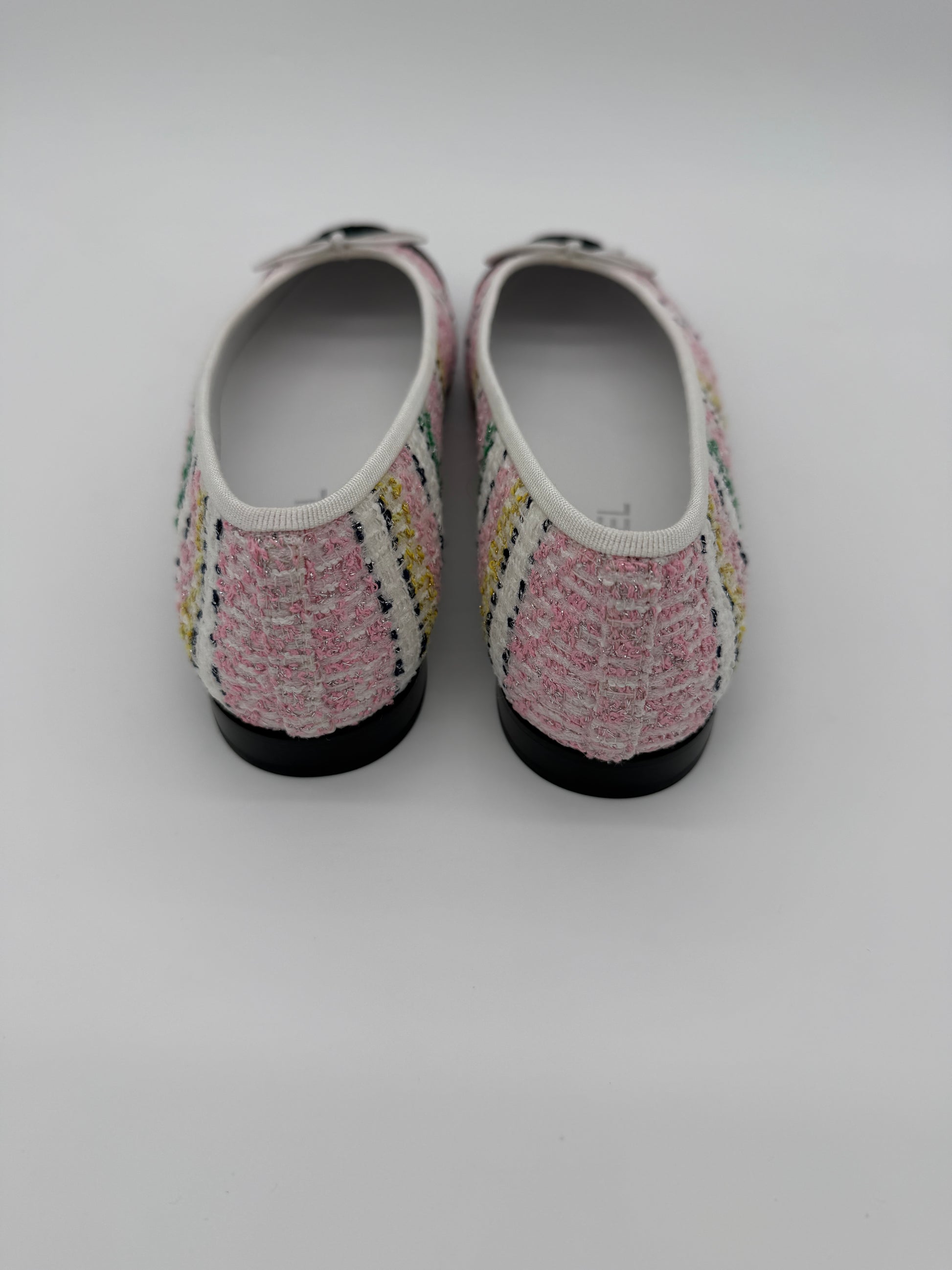 Chanel Tweed Cap Toe Ballet Flats Size 39C