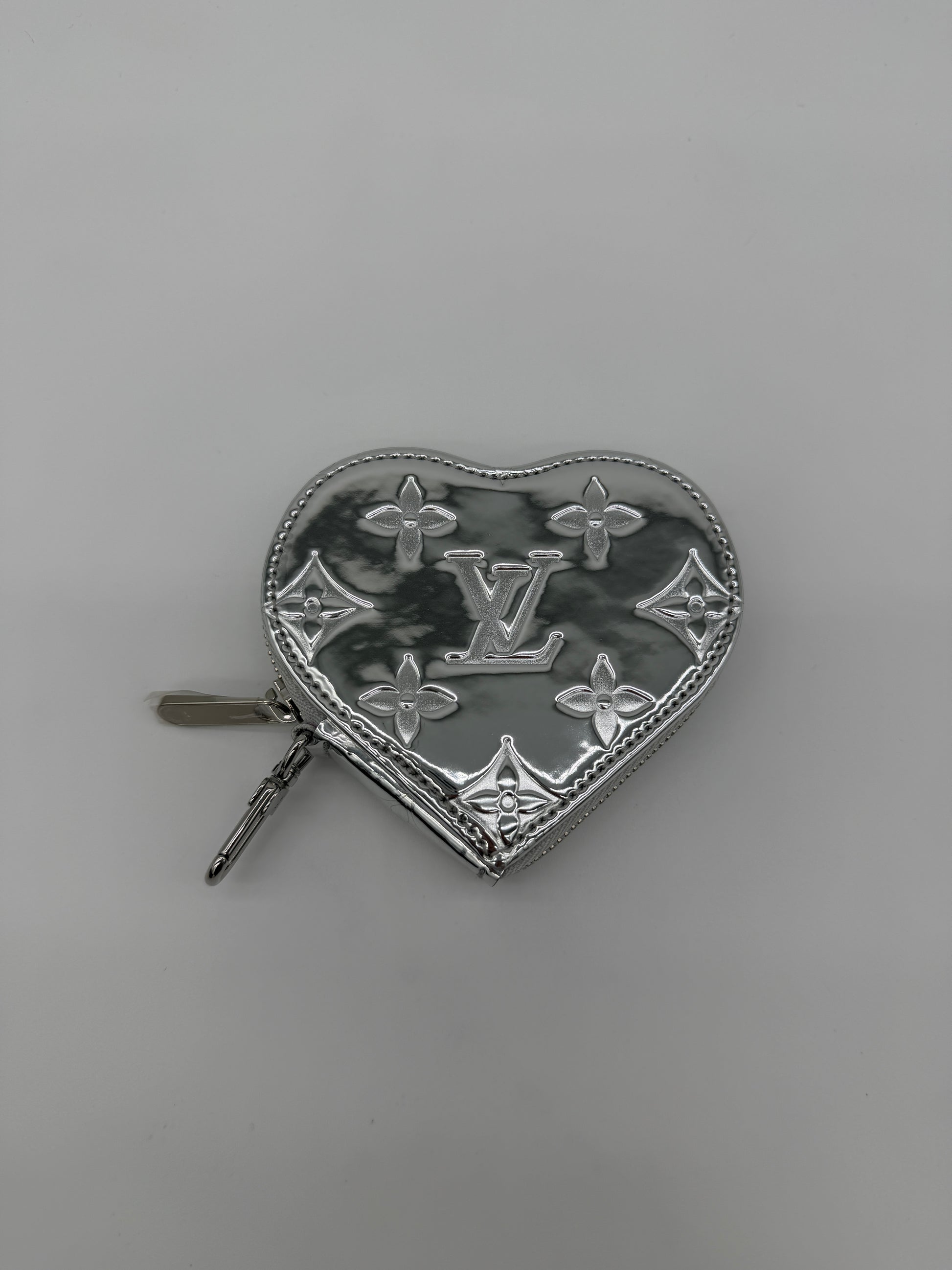 Louis Vuitton Silver Mirror Heart Coin Purse