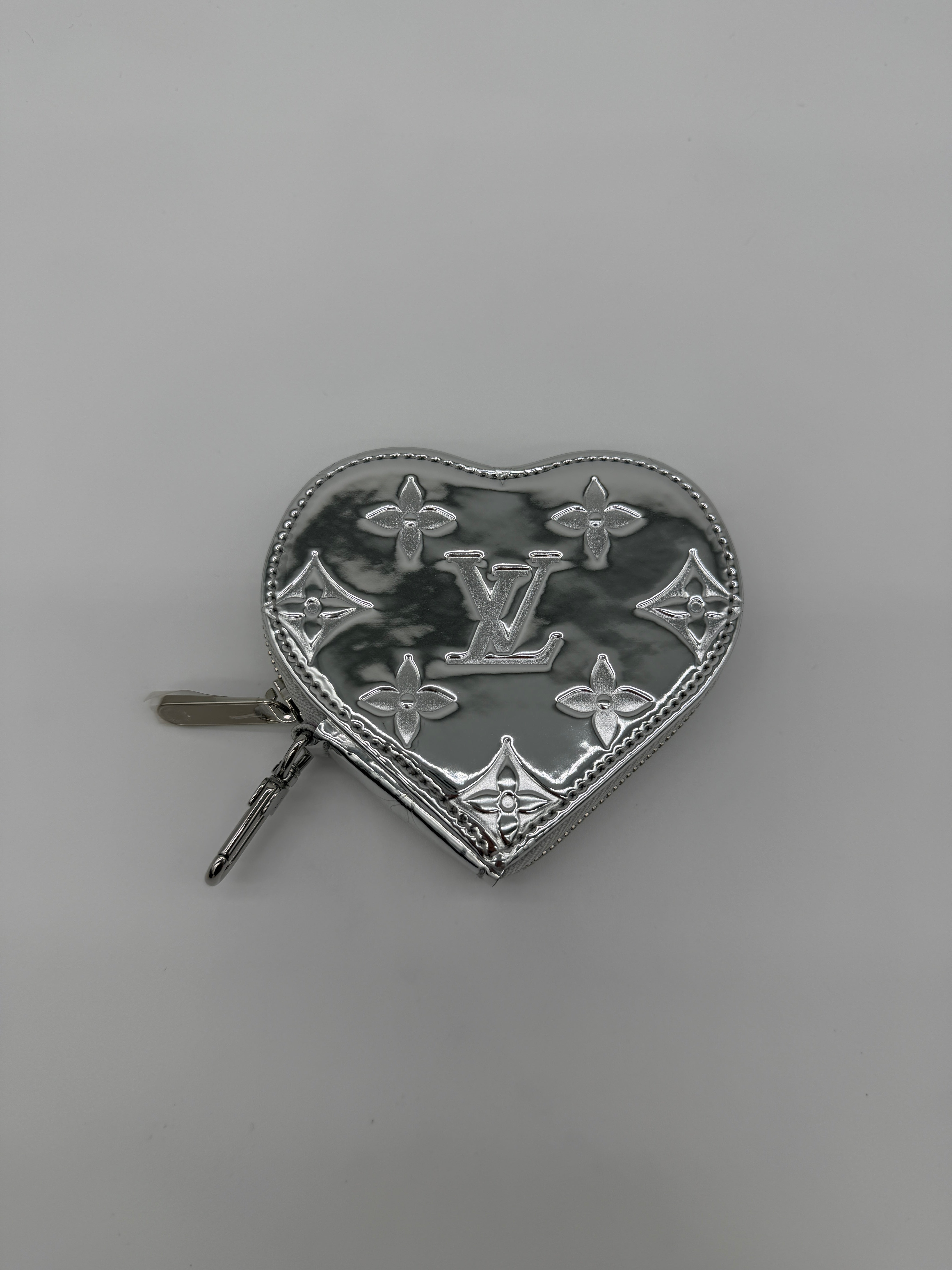 Louis Vuitton Silver Mirror Heart Coin Purse
