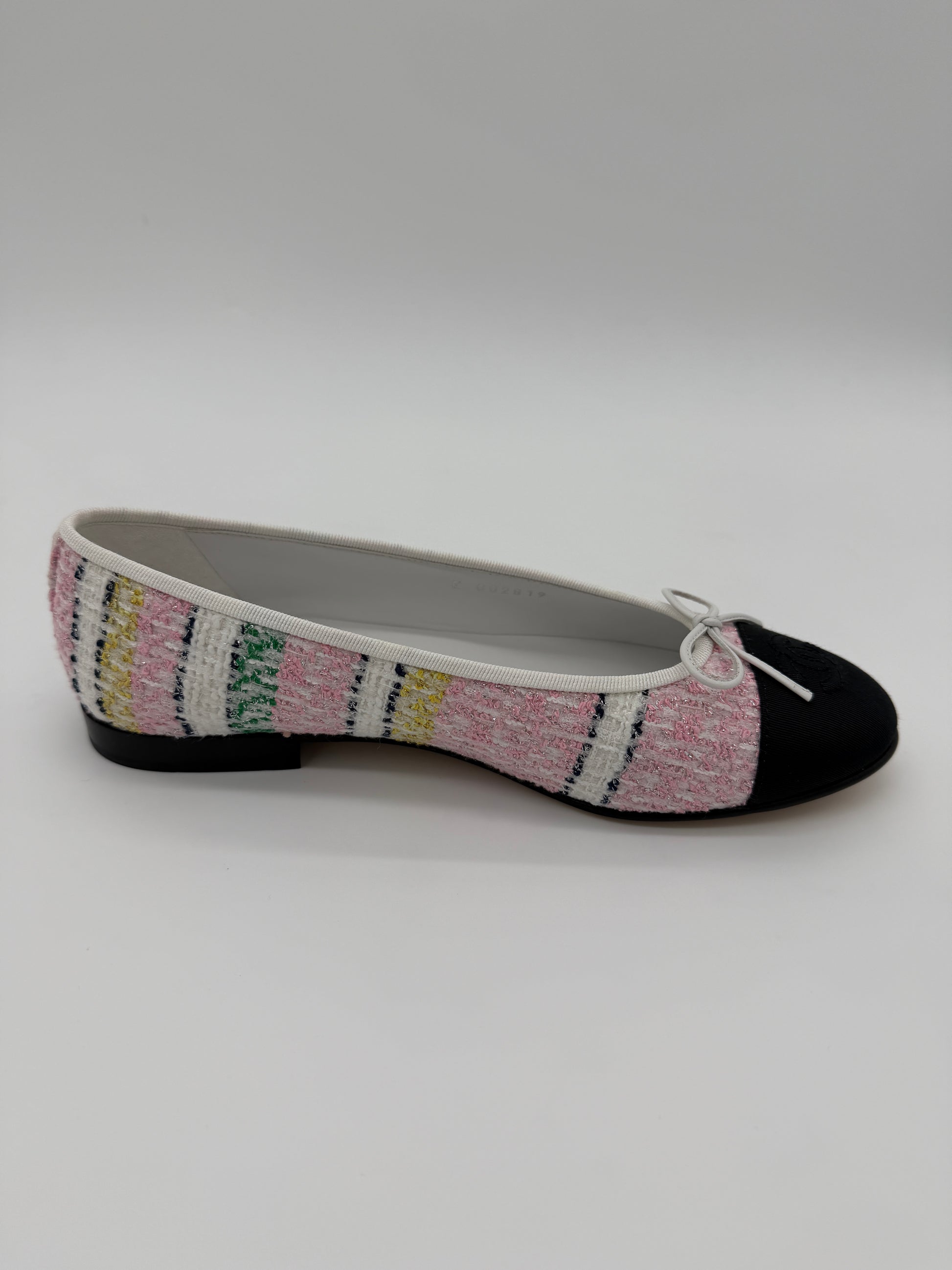 Chanel Tweed Cap Toe Ballet Flats Size 39C