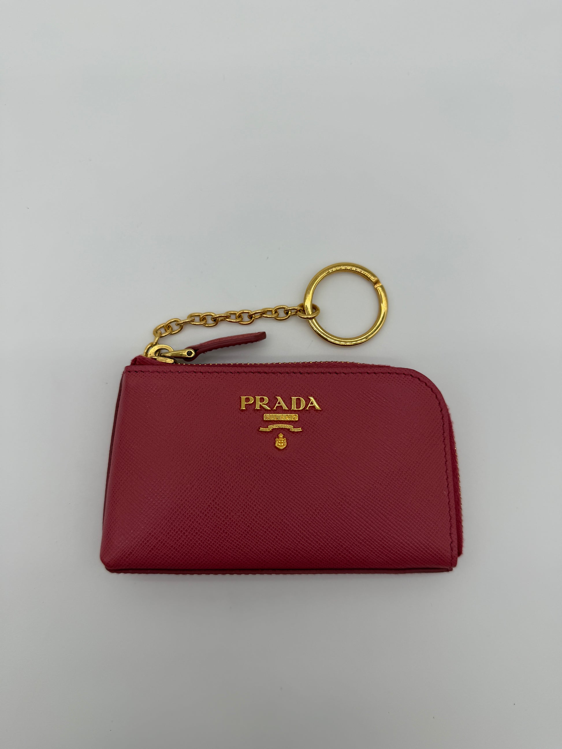 Prada Saffiano Zip Around Keyholder