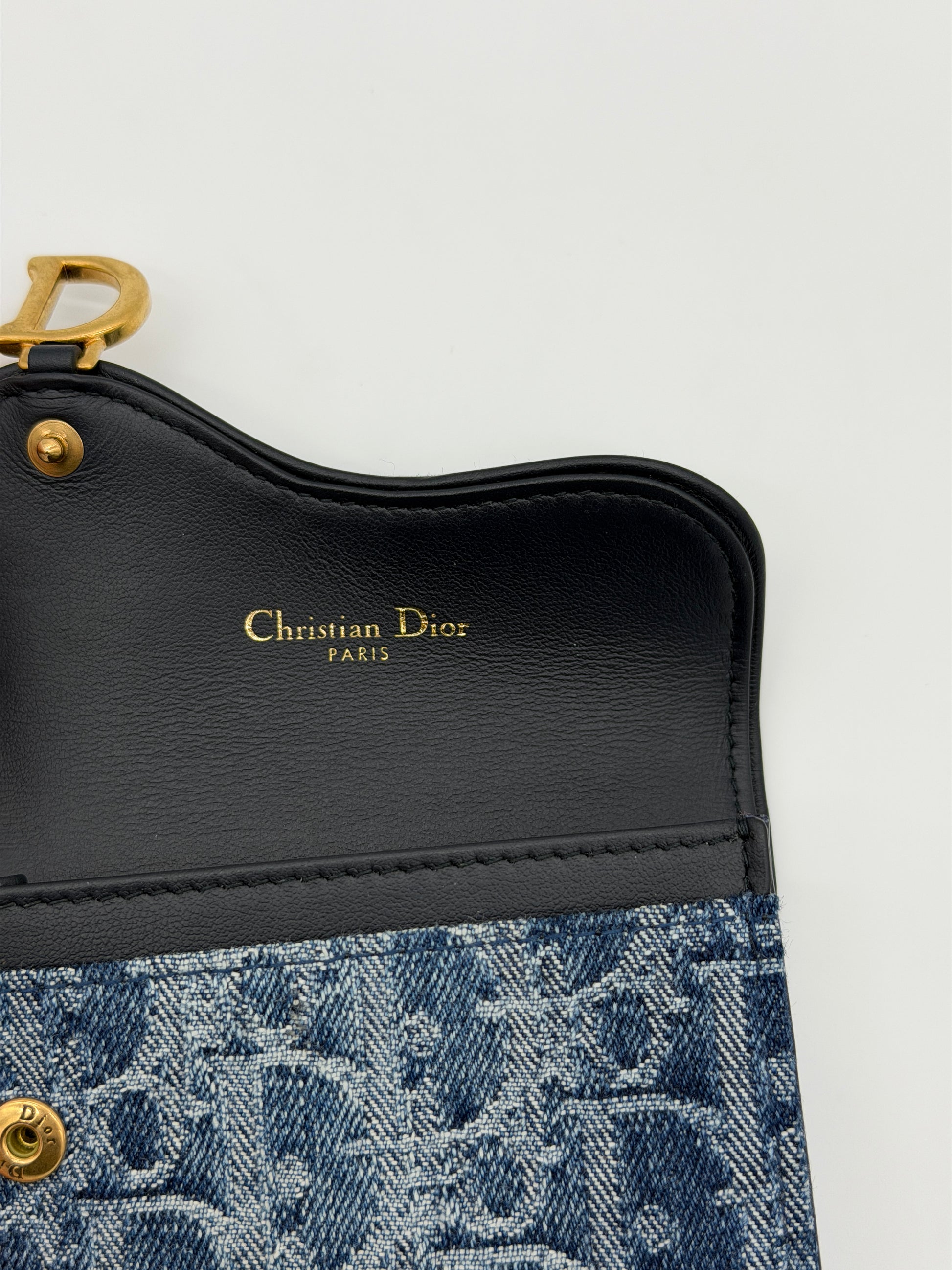 Christian Dior Saddle Bloom Denim Cardholder