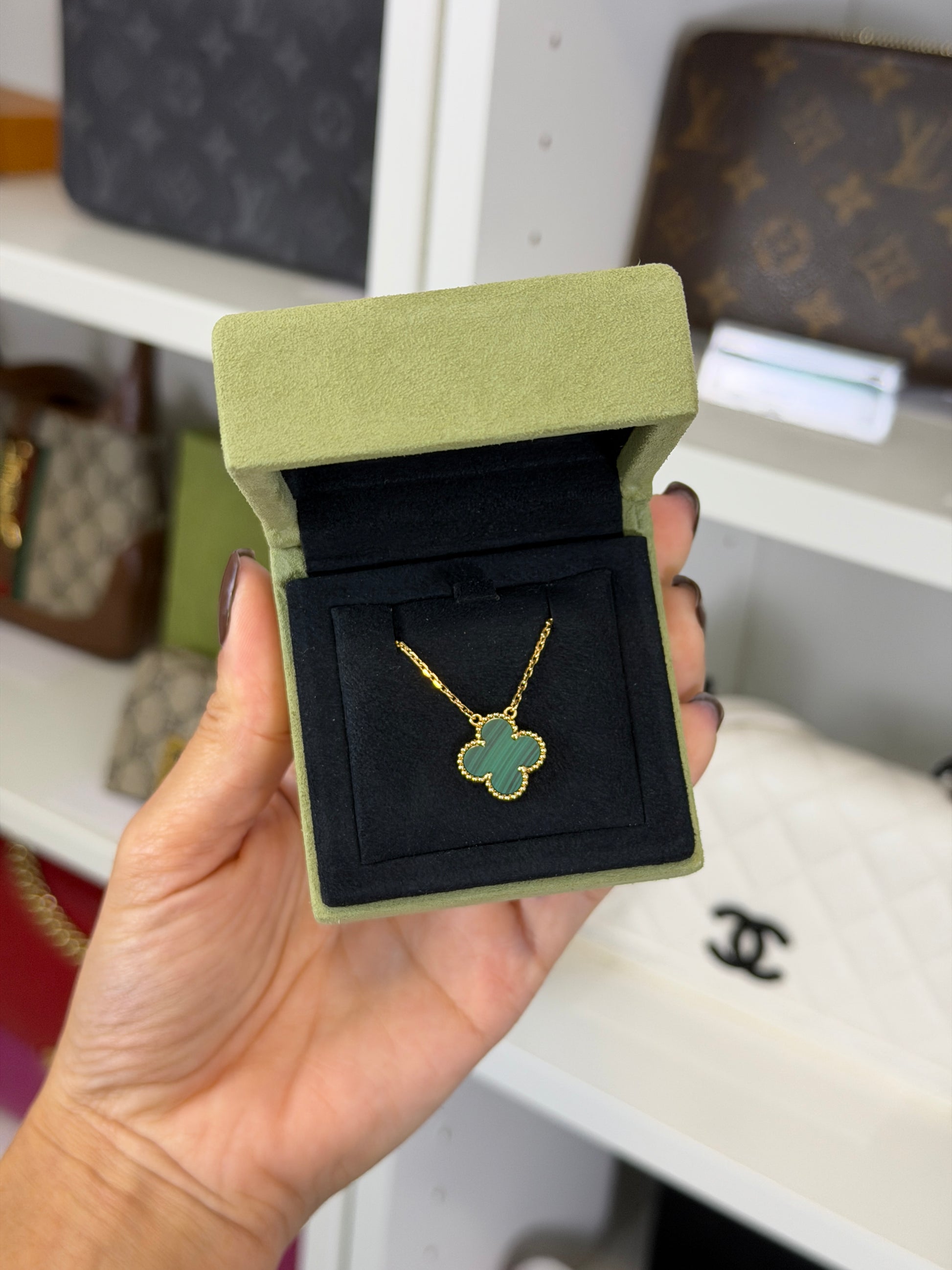 Van Cleef & Arpels Vintage Alhambra Malachite Necklace