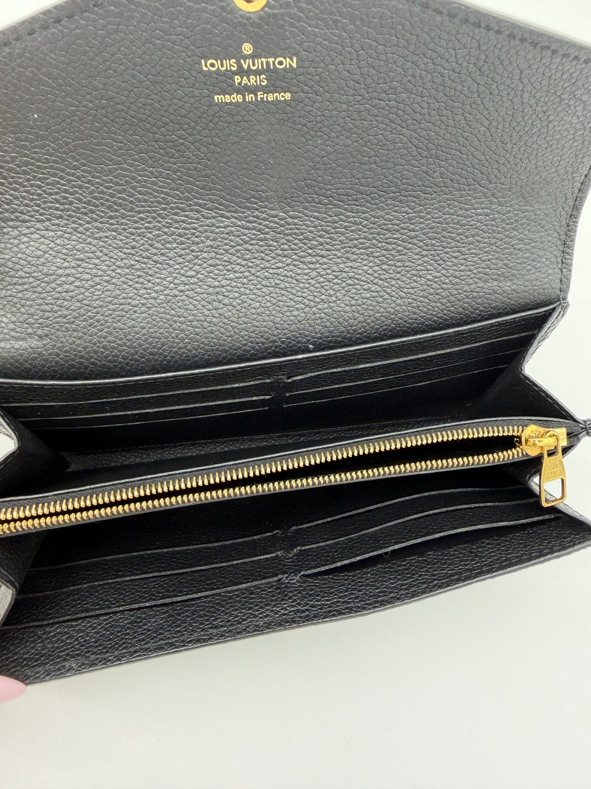 Louis Vuitton Black Empreinte Sarah Wallet