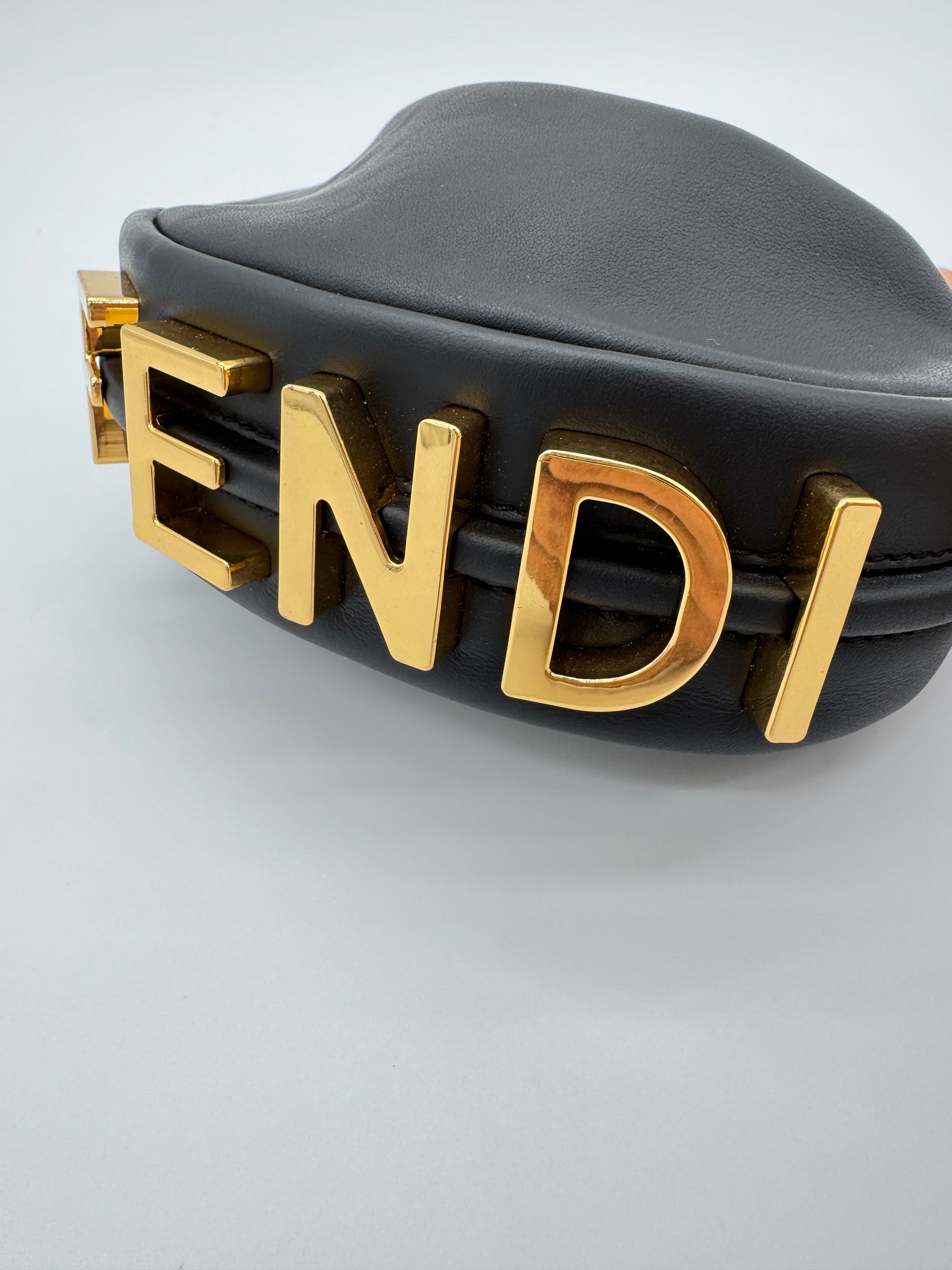 Fendi Fendigraphy Nano Black Leather Charm Bag