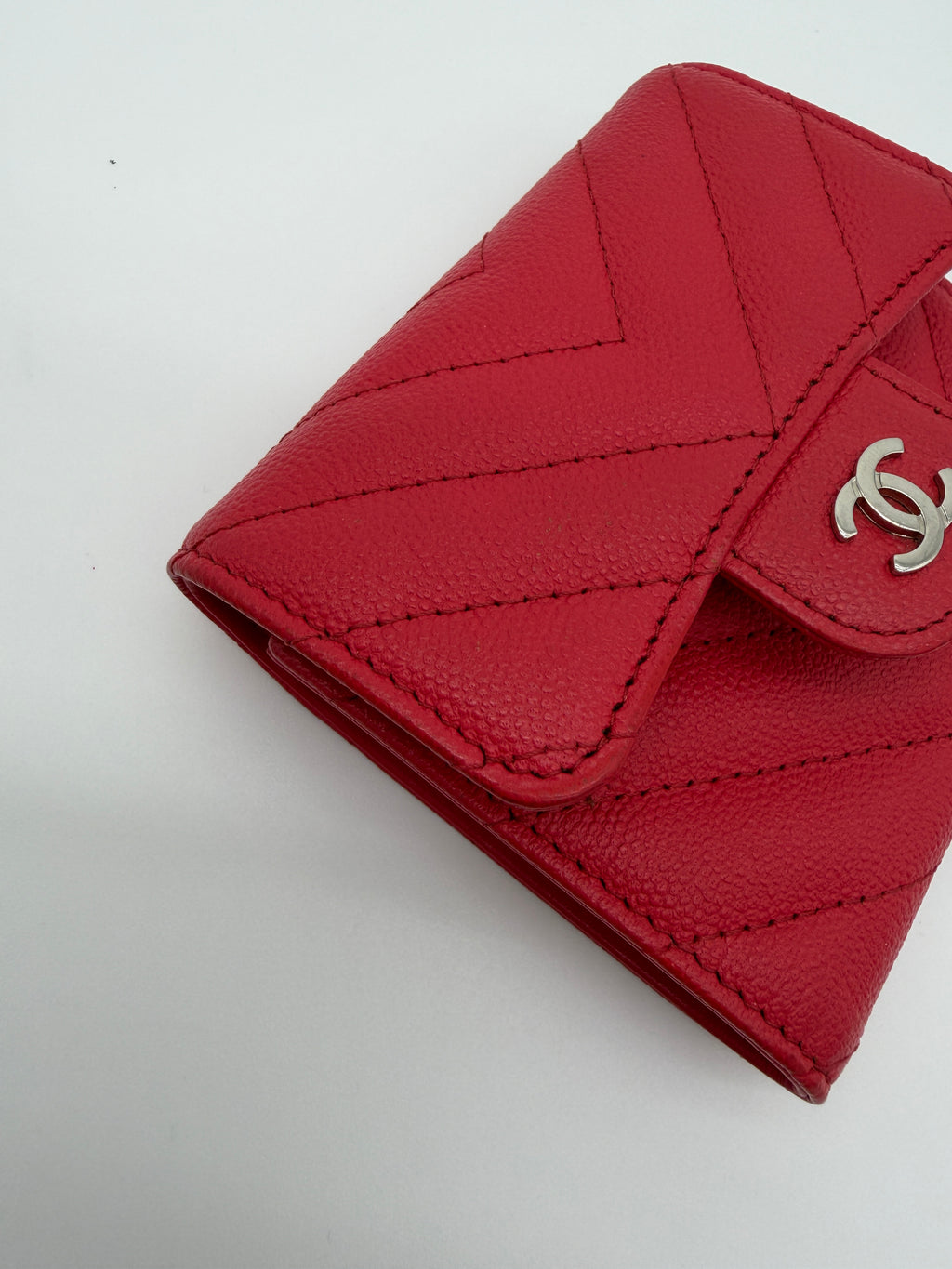 Chanel Chevron Red Flap Wallet