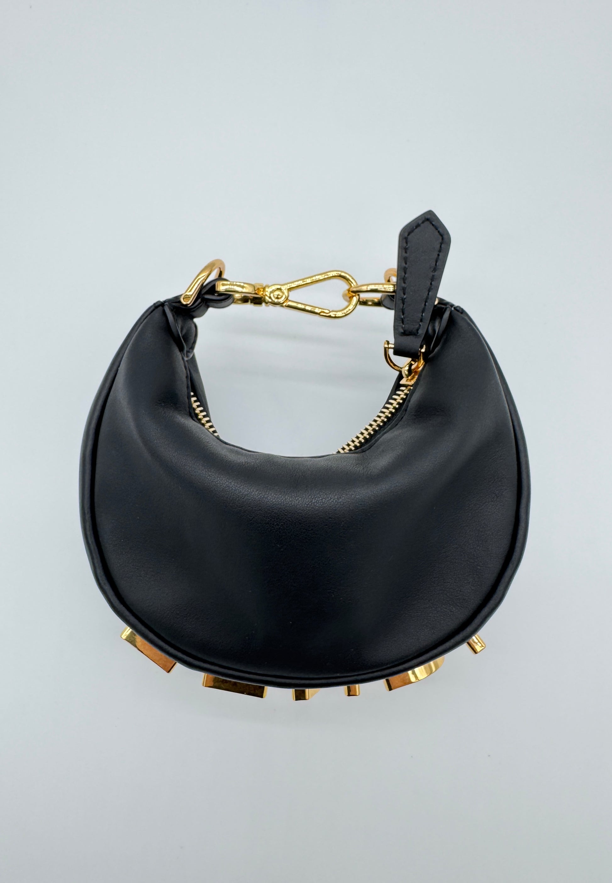 Fendi Fendigraphy Nano Black Leather Charm Bag