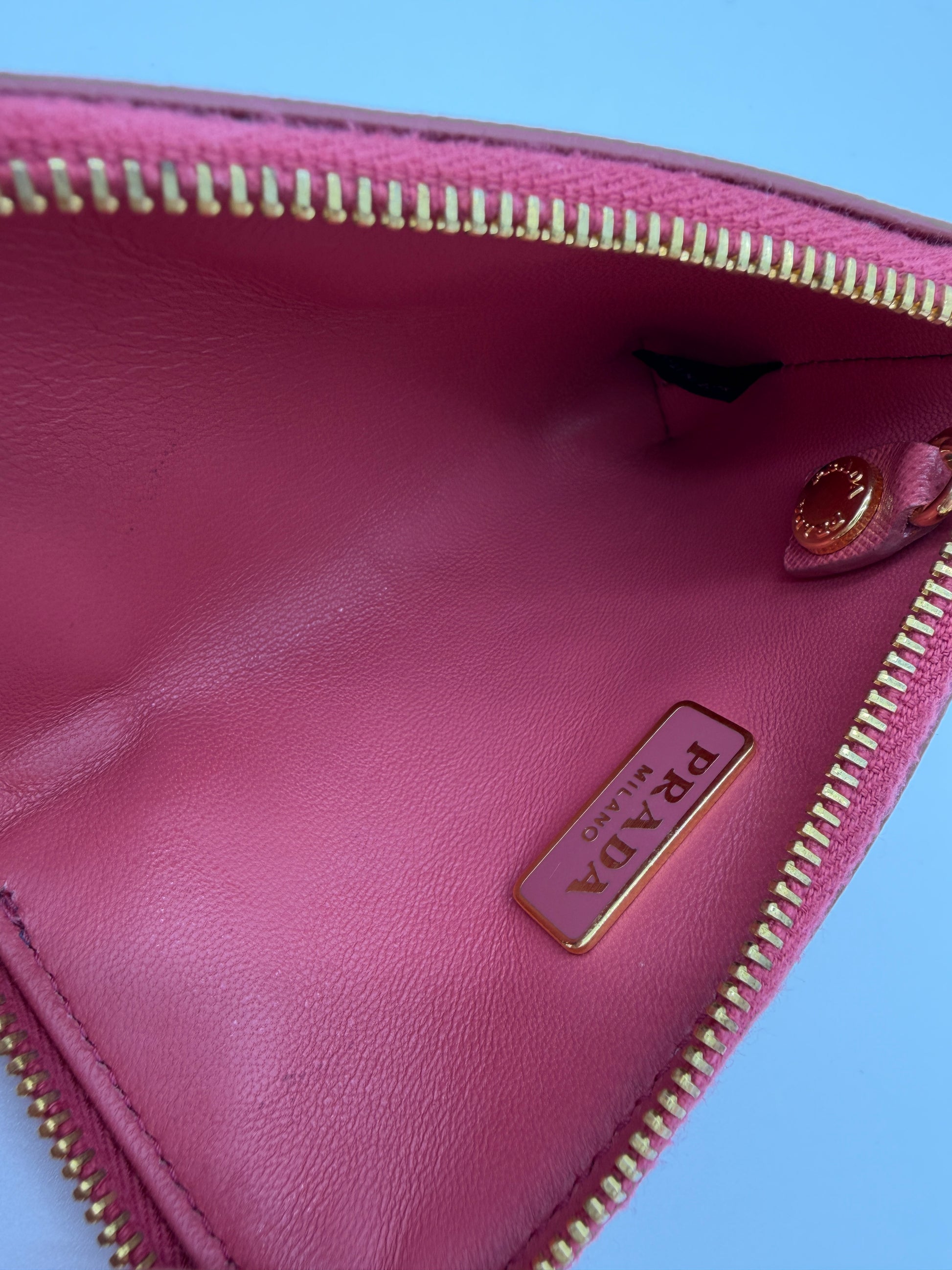 Prada Saffiano Zip Around Keyholder