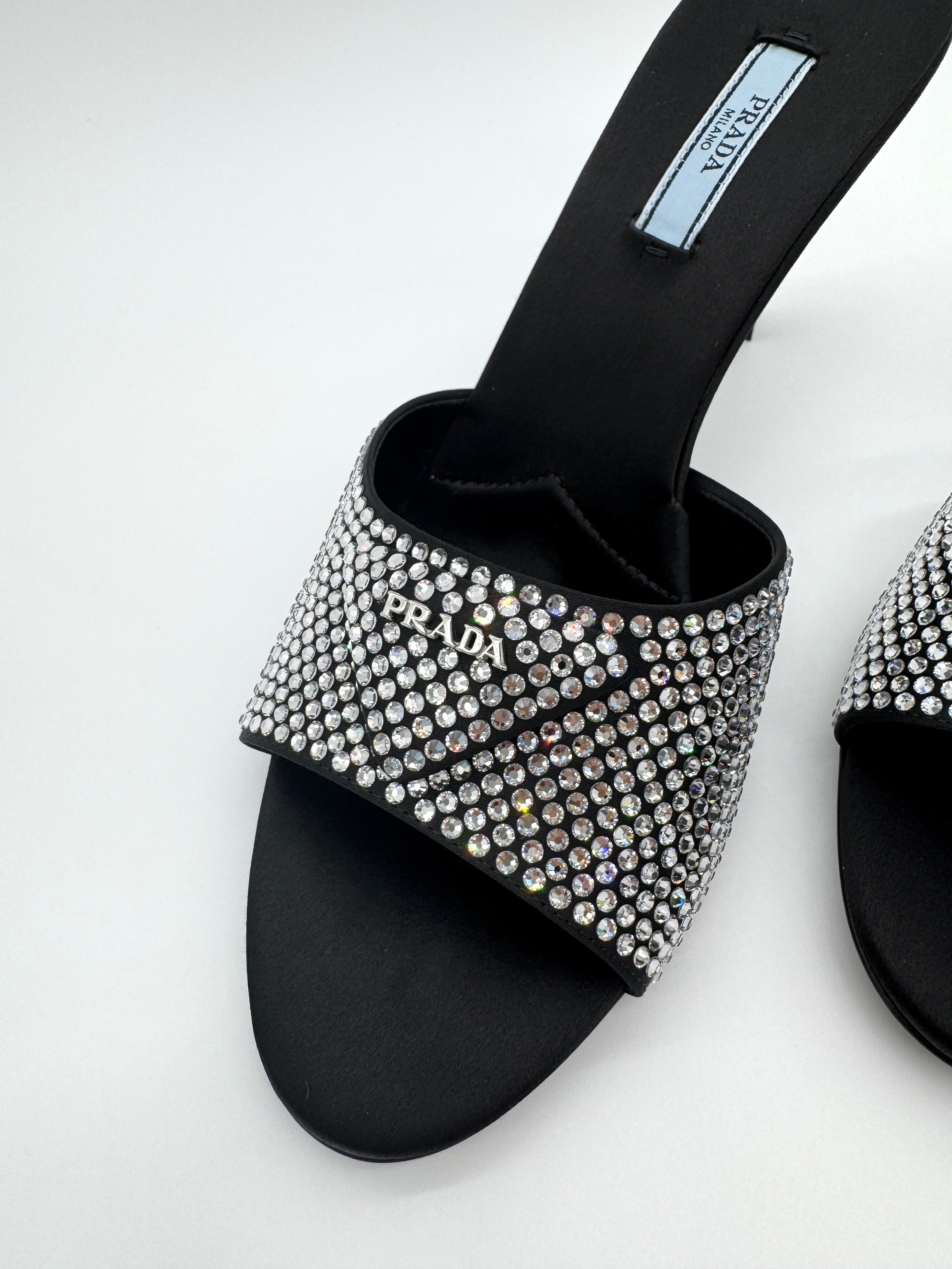 Prada Black Crystal Embellished Mules 39 – Ellan Luxury