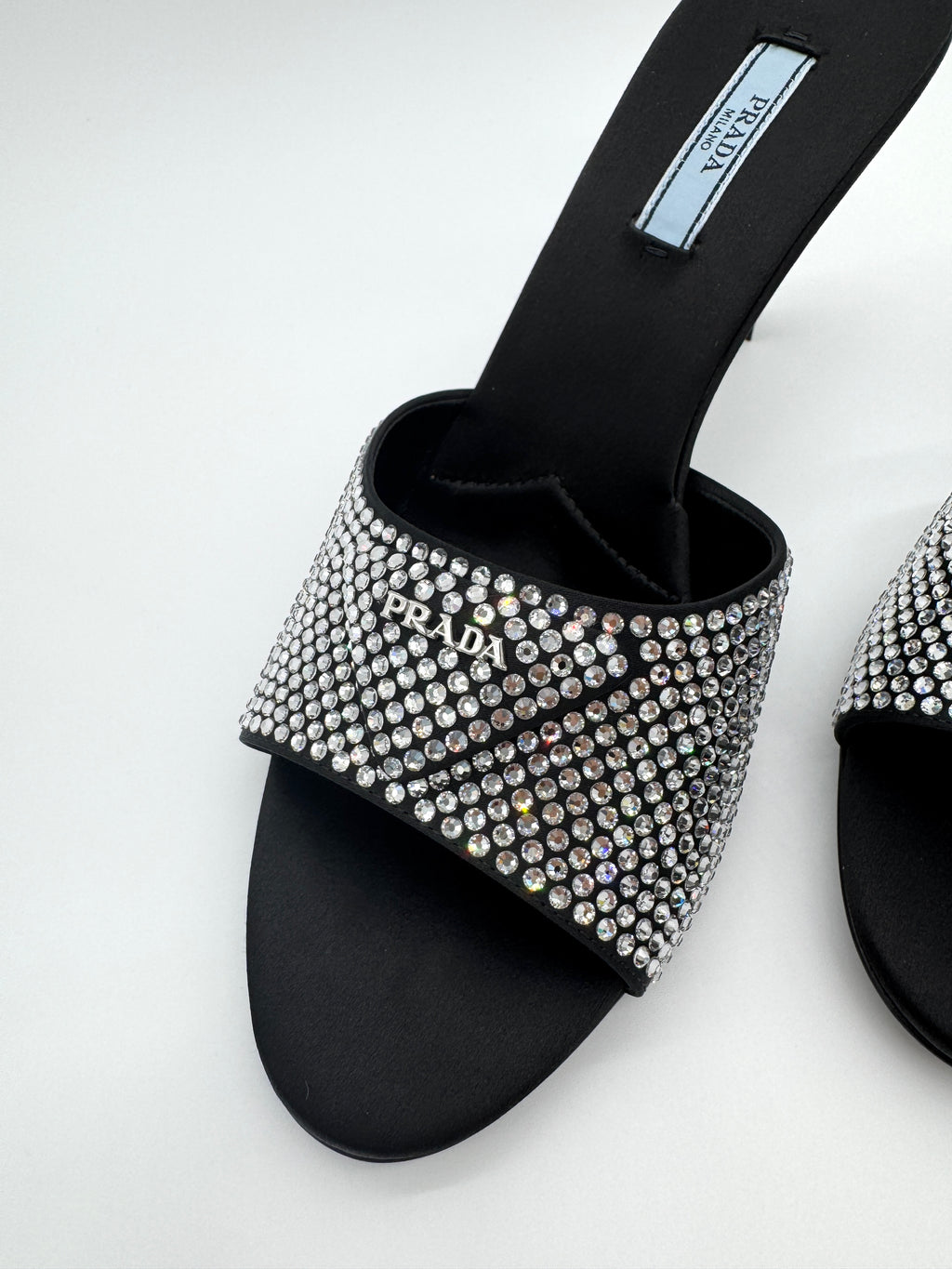 Prada Black Crystal Embellished Mules 39