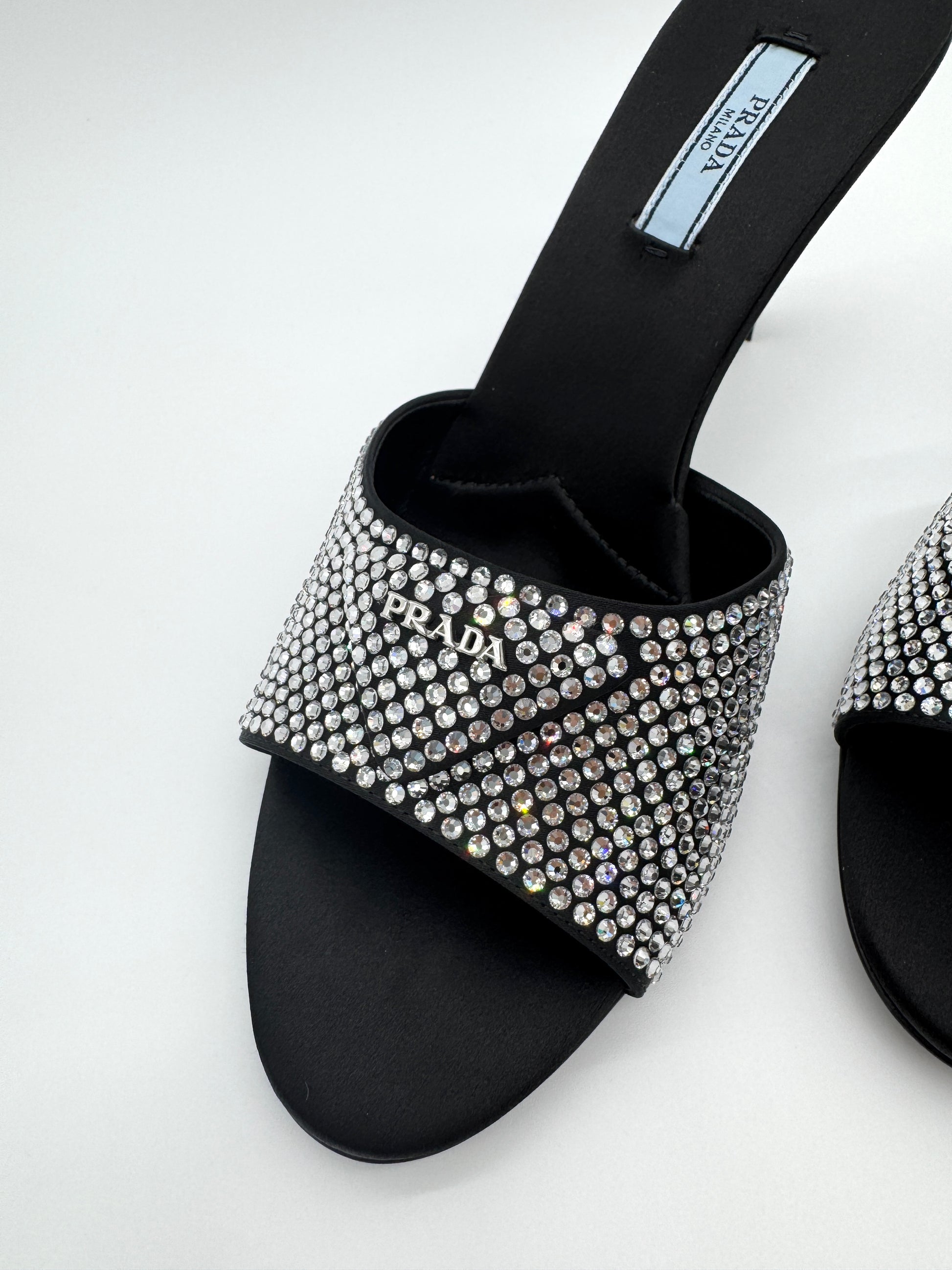 Prada Black Crystal Embellished Mules 39
