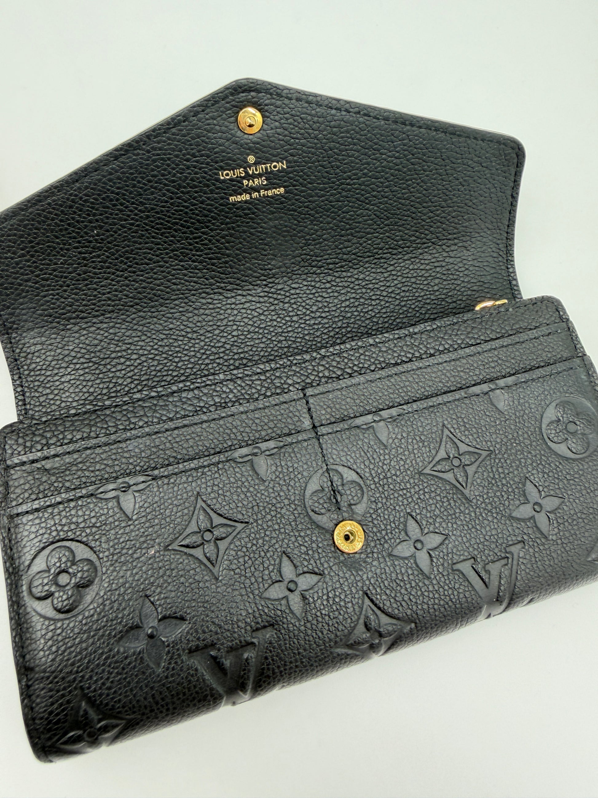 Louis Vuitton Black Empreinte Sarah Wallet